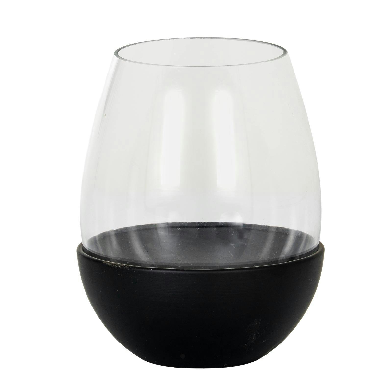 Rackhams Black Neris Glass Goblet Candle Holder - 18Cm X 14Cm X 14Cm - 100% Mixed