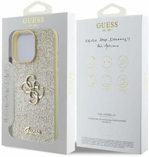 Guess Gold Fixed Glitter Big 4G Hardcase For Iphone 16 Pro Max 6.9" - Guhcp16xhg4sgd