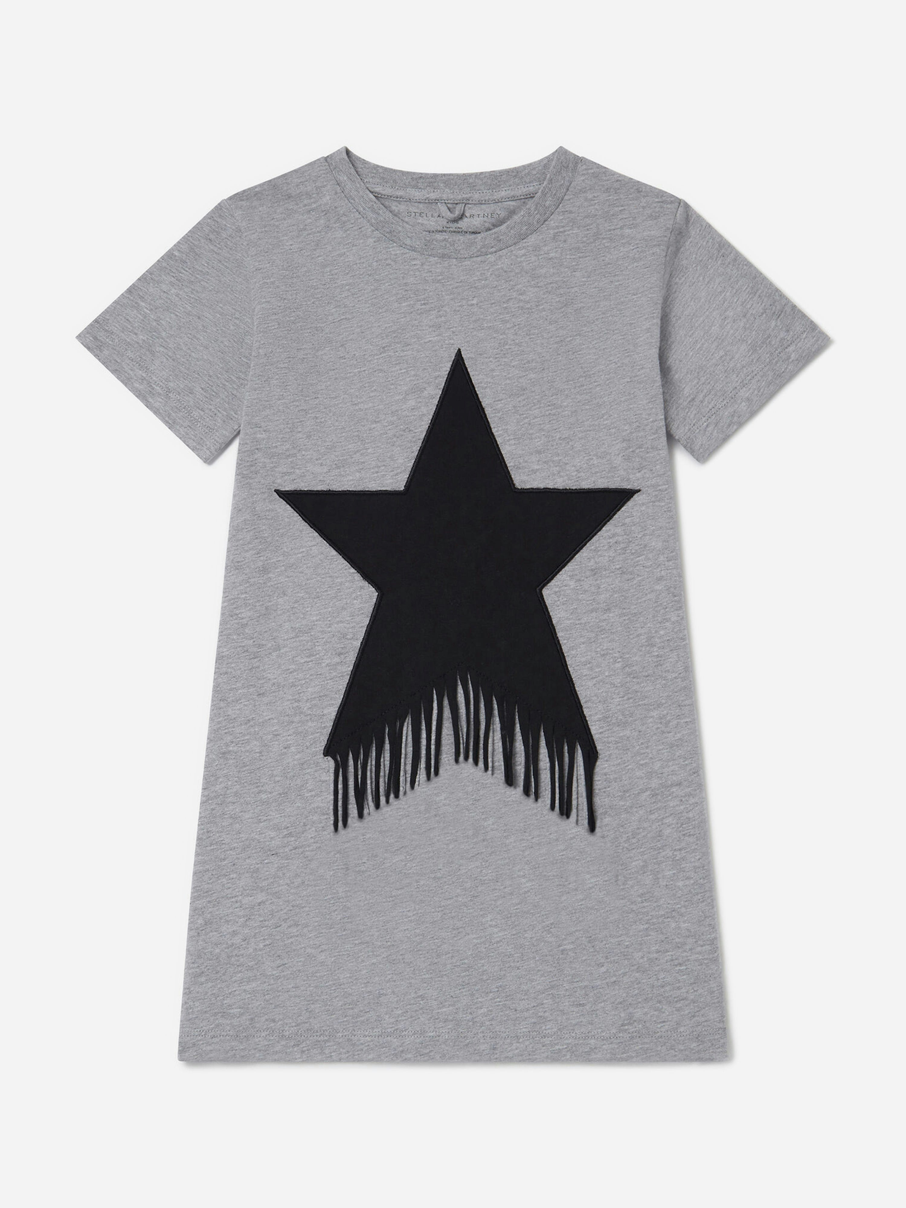 Stella Mccartney Kids Girls Grey Stella Mccartney Fringed Star Jersey Dress In - 12 Yrs