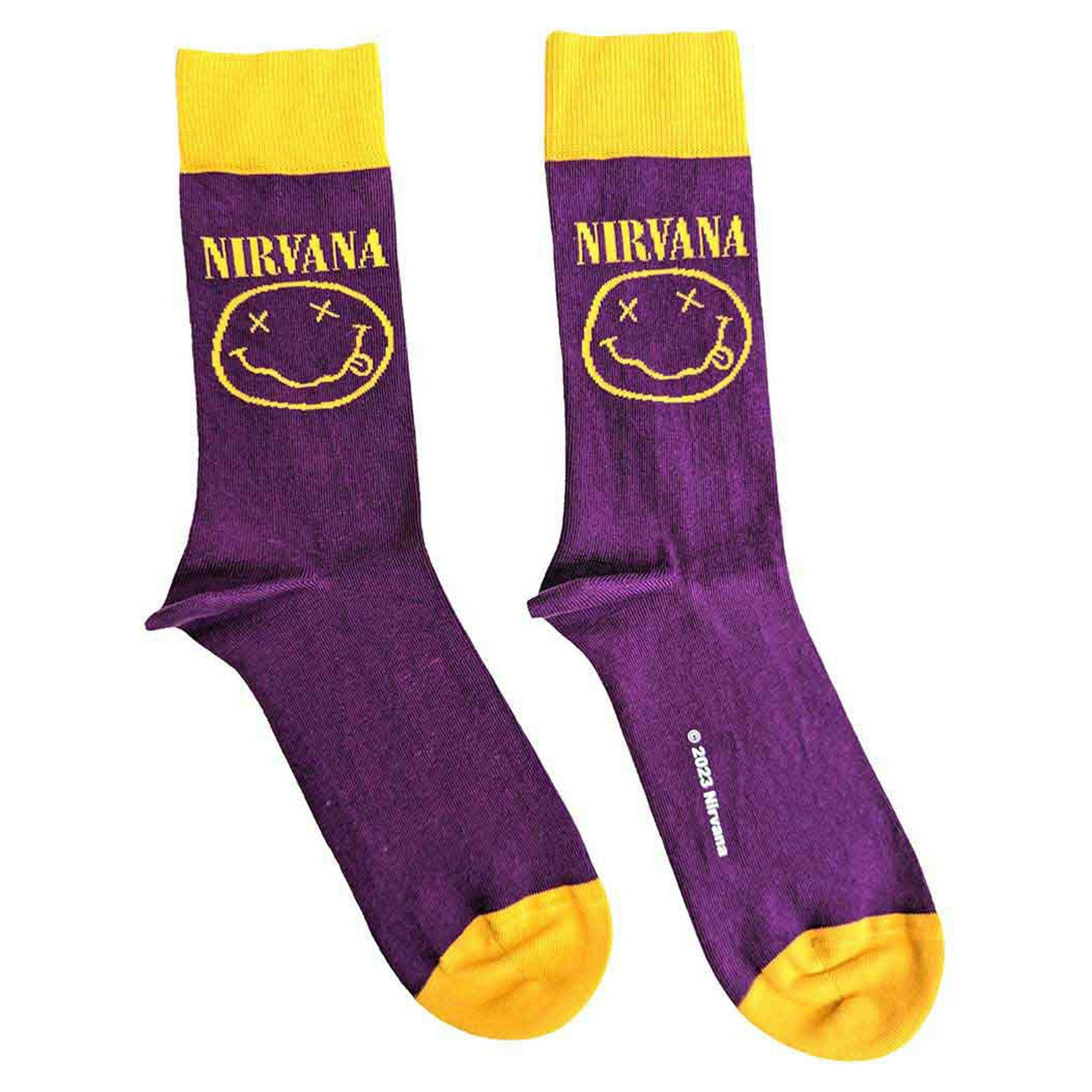 Paradiso Clothing Women's Yellow Nirvana Grunge Face Ankle Socks
