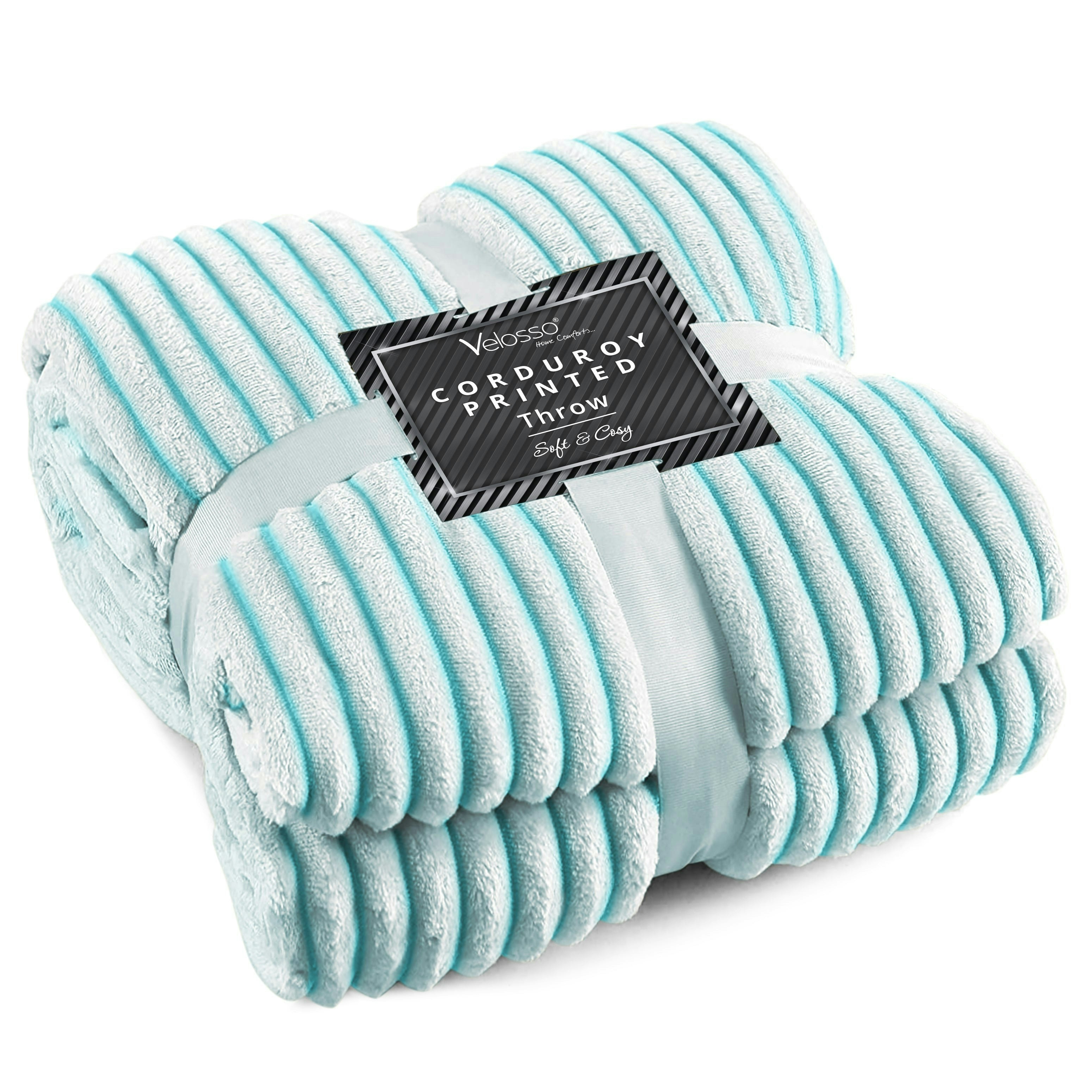 Rackhams Corduroy Printed Throw - 127Cm X 152Cm - Teal