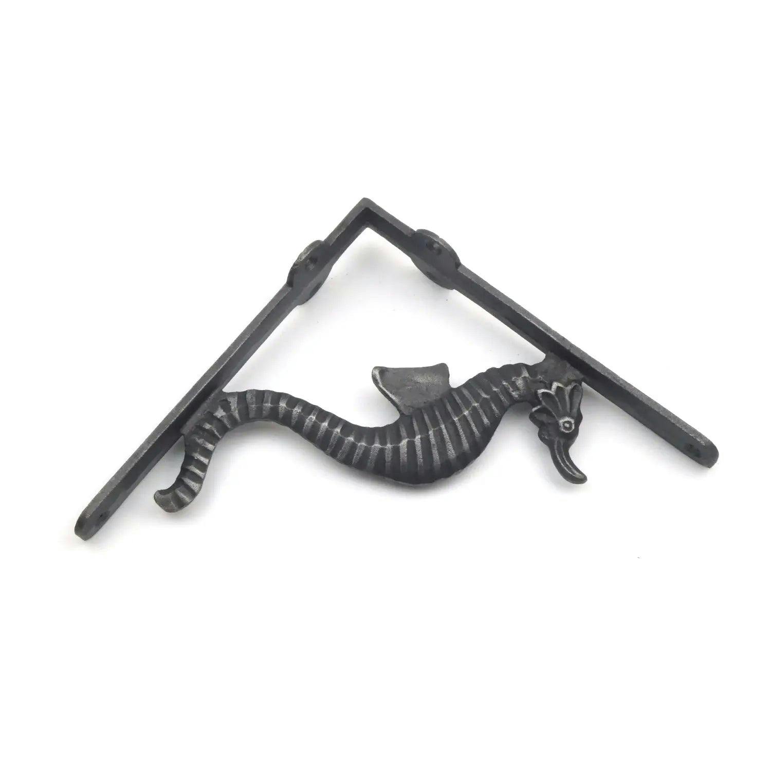 Oakcrafts Pair Of Antique Cast Iron Seahorse Design Shelf Brackets - 175Mm X 175Mm