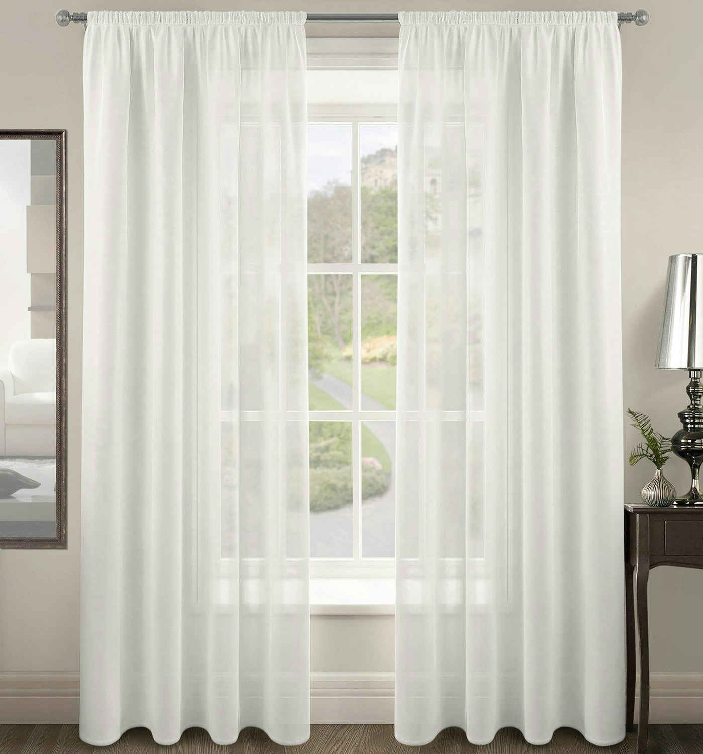 Velosso White Riva Slot Top Voile Panel - 150Cm X 228Cm