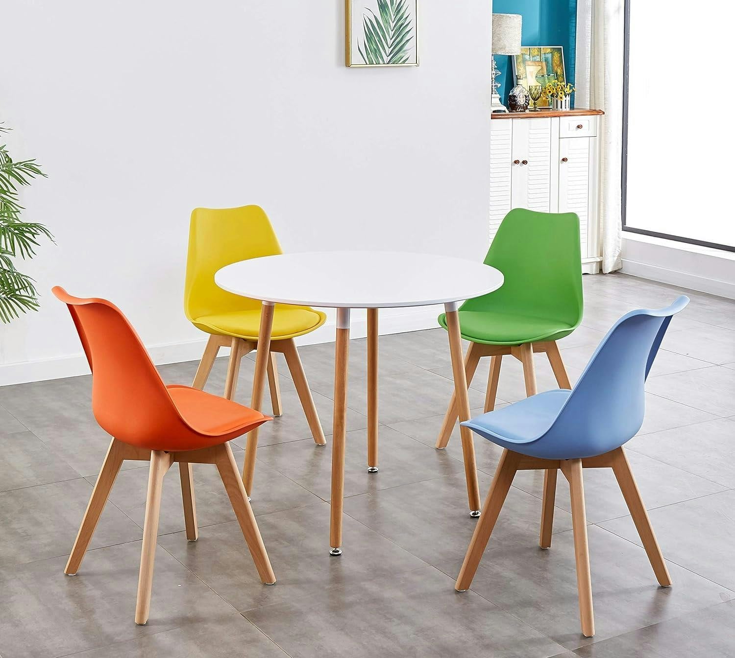Portland Kosy Koala 4 Seater Plastic And Faux Leather Round Dining Set Multicolour - Image 4