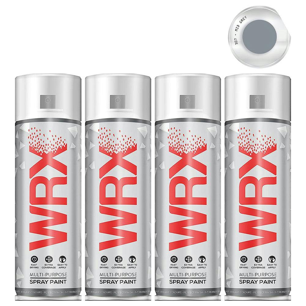 Rackhams Grey 6X Wrx Mid Spray Paint Acrylic 400Ml - Image 5