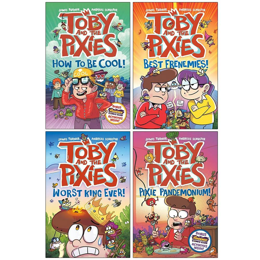 Various Publishers Boys Toby And The Pixies Collection 4 Books Set By James Turner, Andreas Schuster (How To Be Cool!, Best Frenemies, Worst King Ever! And Pixie Pandemonium)