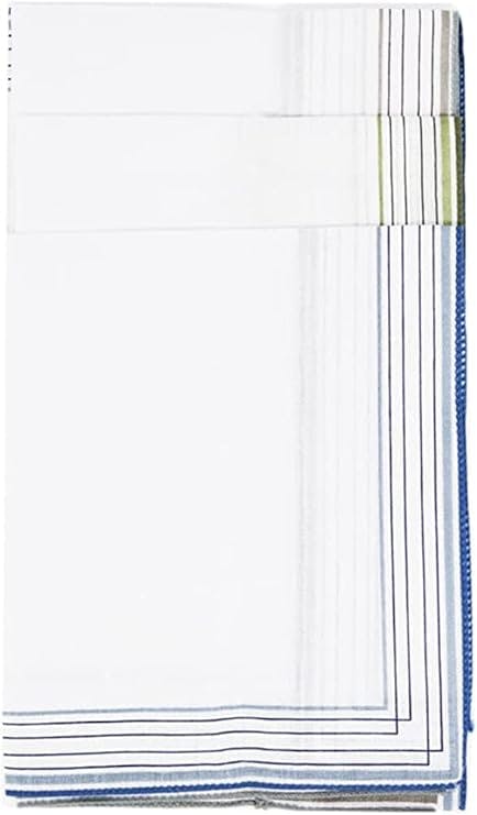 Kav Men's White Pack Of 10 Polycotton Handkerchief With With Imprinted Border Detail 36X36cm Polycotton Multifunctional Large Pocket Squares Hankies For