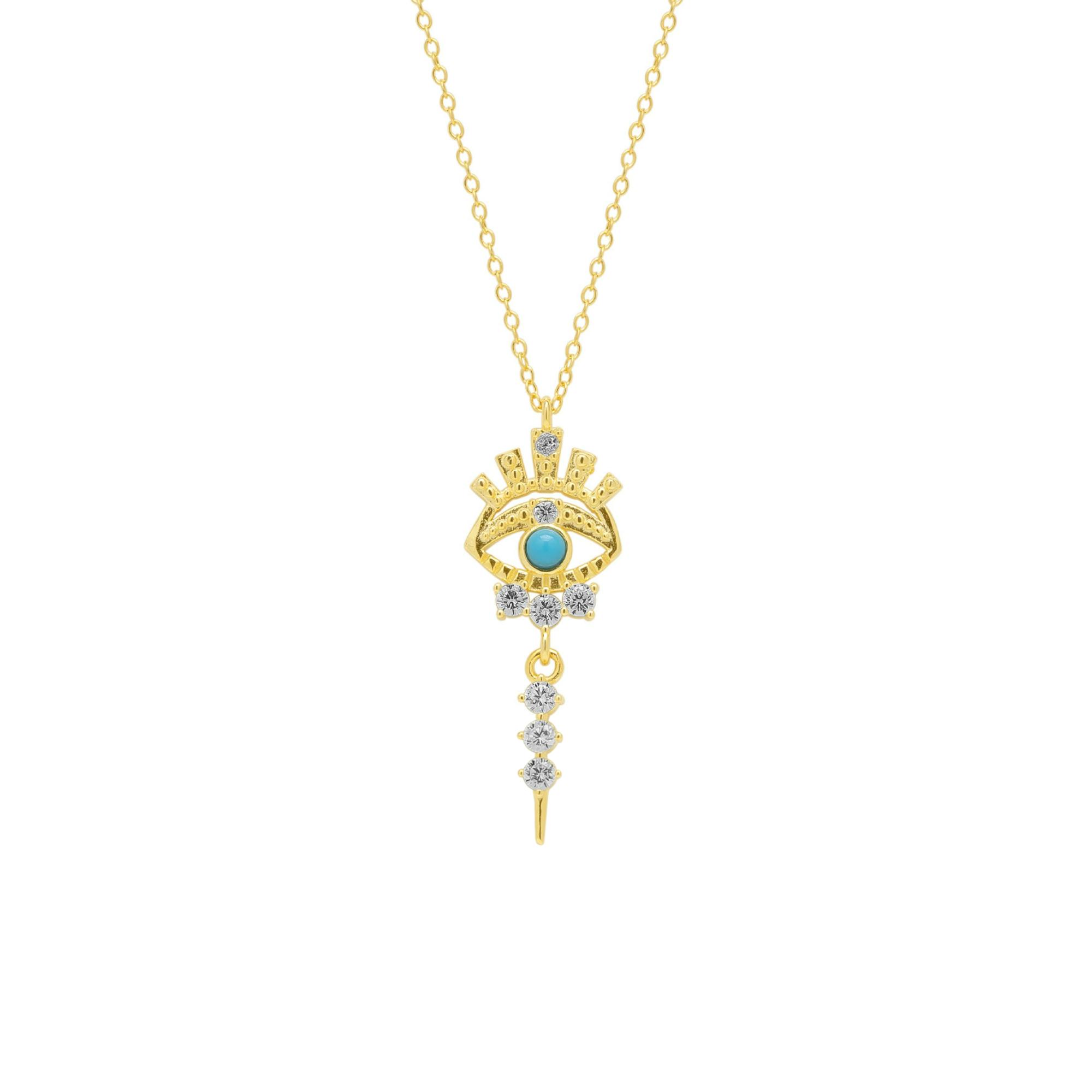 Spero London Turquoise/Silver Evil Eye Eyelash Drop Sterling Necklace