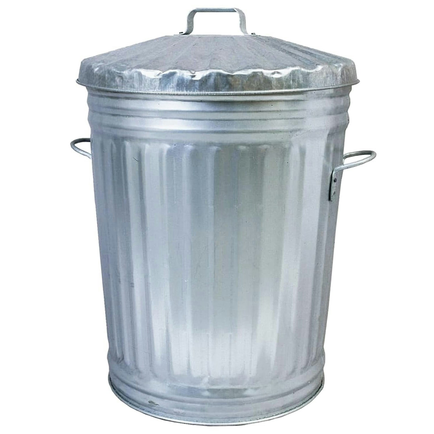 Rackhams 90L Galvanised Metal Home Kitchen Storage Rubbish Bin With Lid & Handles - 1 X