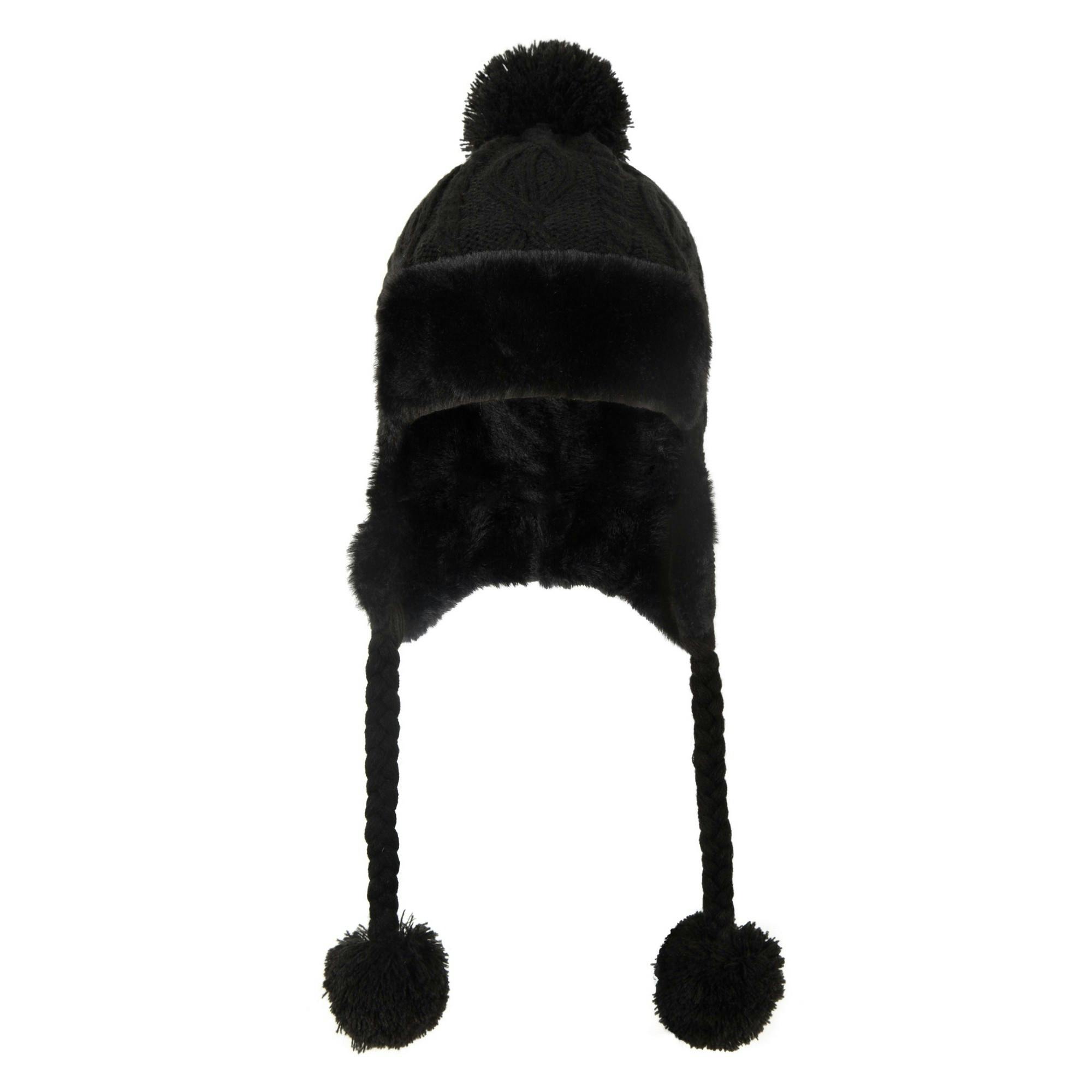 Mountain Warehouse Women's Black Sierra Knitted Thermal Bomber Hat - One Size - 100% Acrylic
