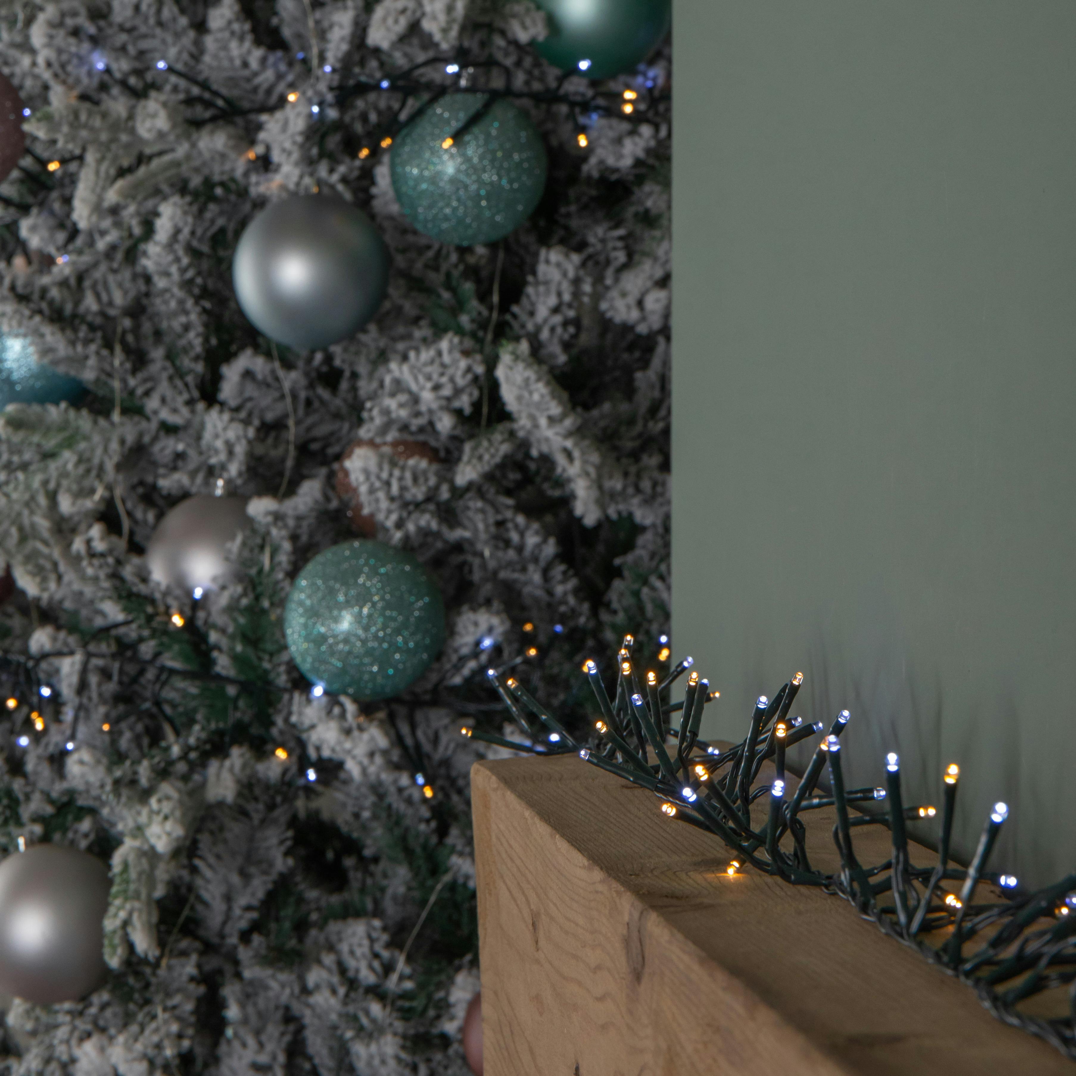 Rackhams White 18.5M 1440 Led Christmas Cluster Multi-Action String Lights With Timer In & Warm