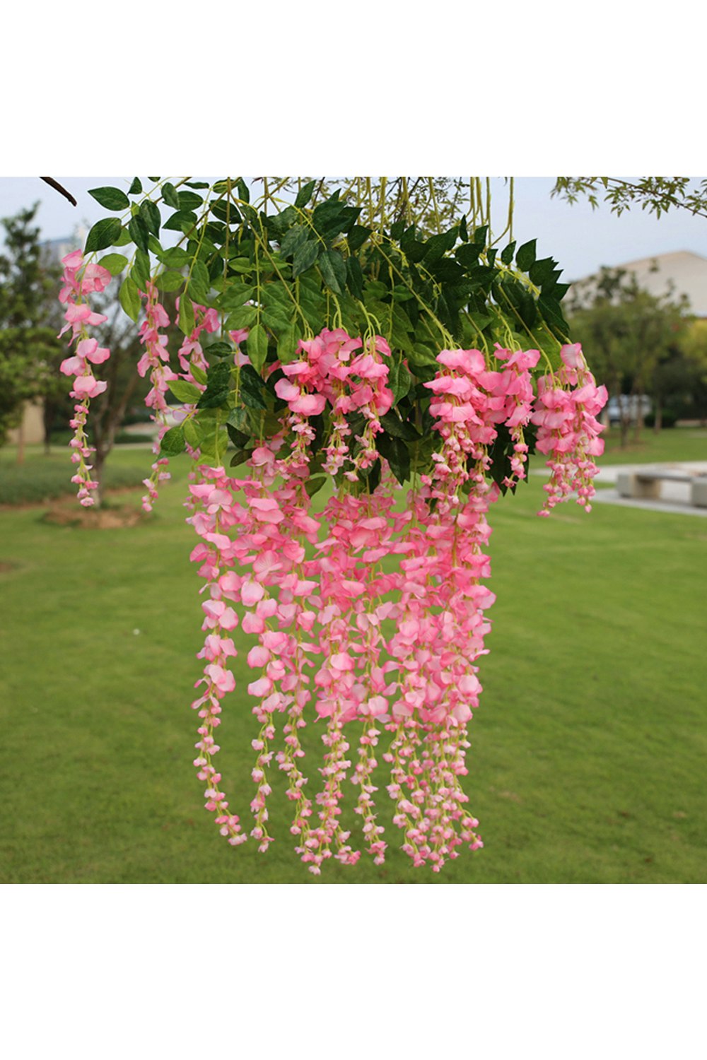 Living And Home Wisteria/Pink 12 Pcs Hanging Artificial Vine For Wedding Decoration