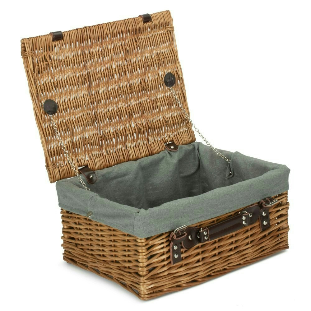 Rackhams Grey 40Cm Double Steamed Wicker Picnic Basket