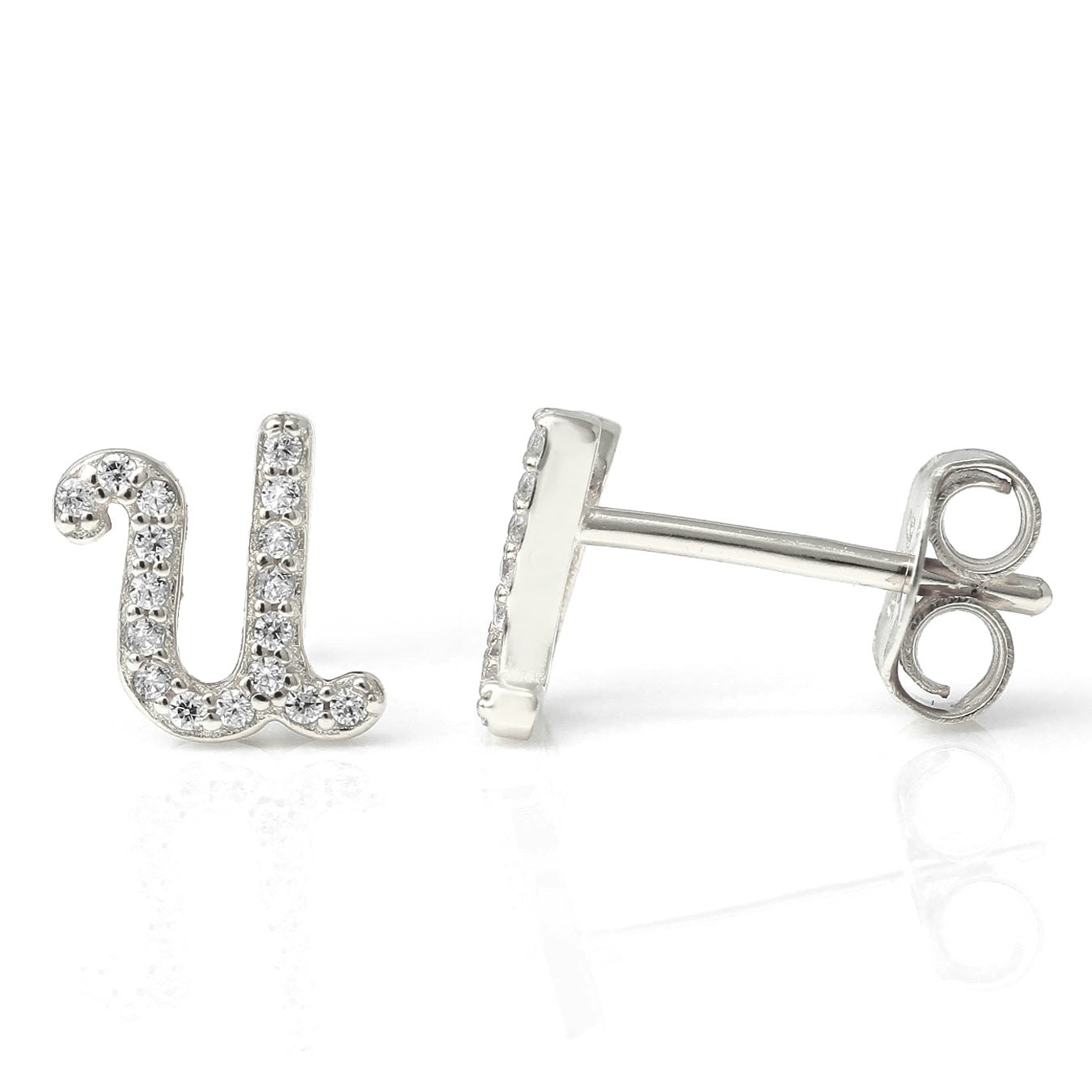Say It With Silver Luxe Cz Initial Earrings - Sterling - U