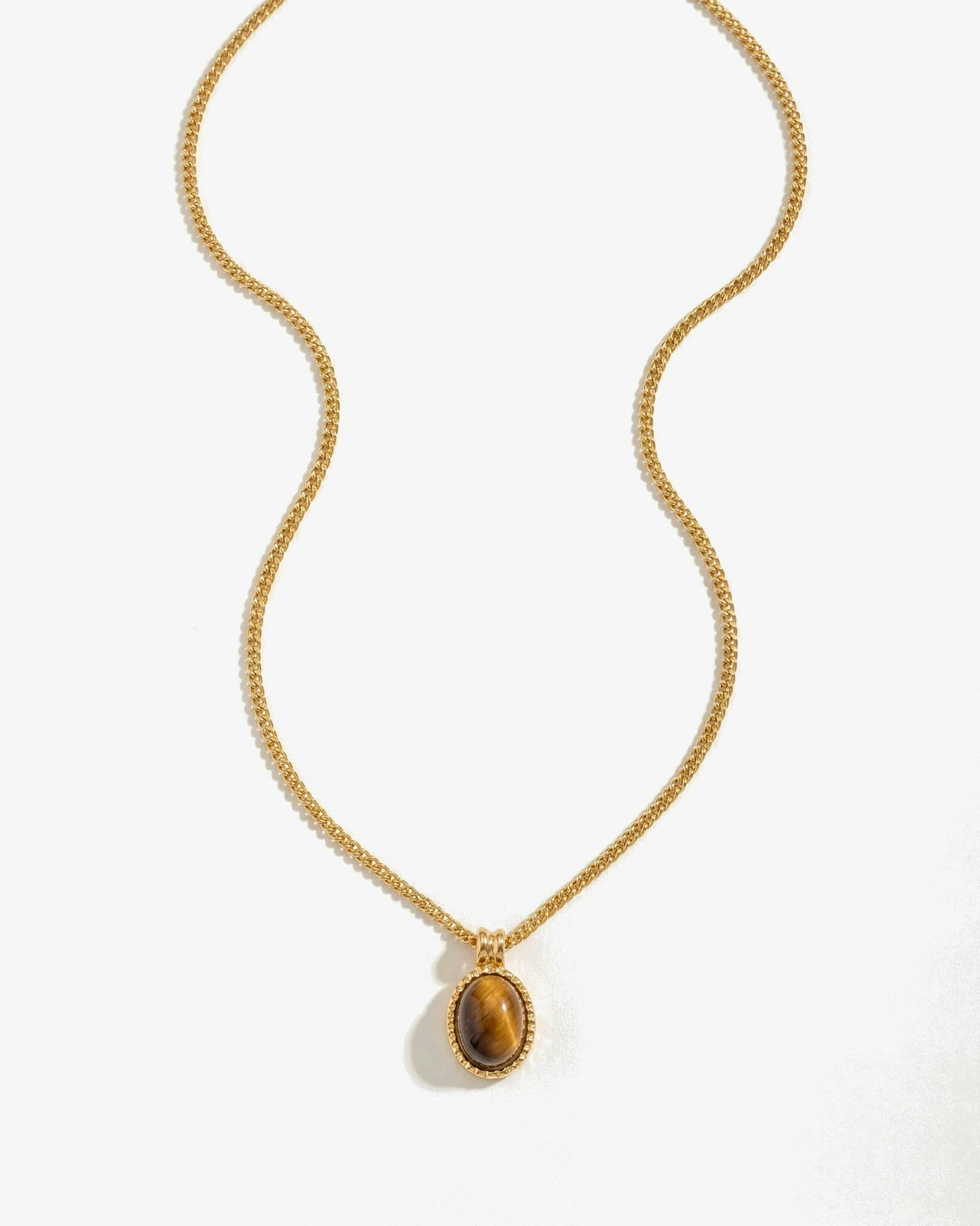 Elk & Bloom Gold 14K Drop Earth Stone Pendant Necklace - No Thank You