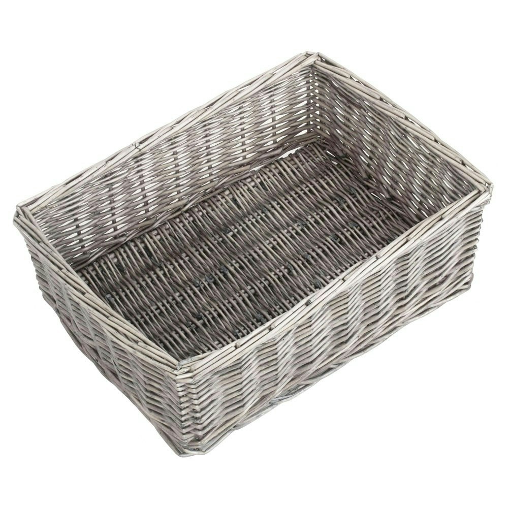 Red Hamper Antique Wash Finish Wicker Tray - Medium