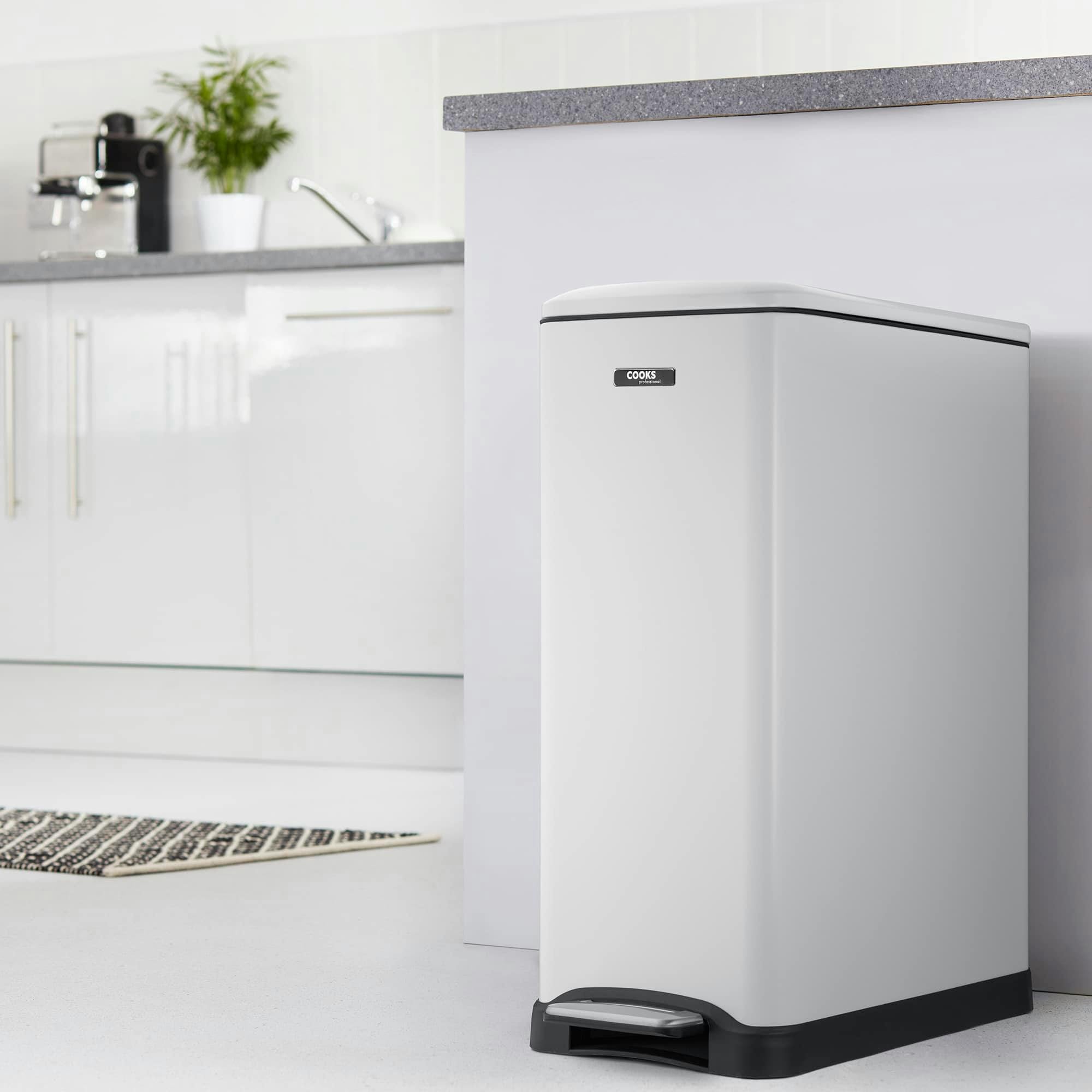 Rackhams White 50L Dual Recycling Slimline Pedal Bin |