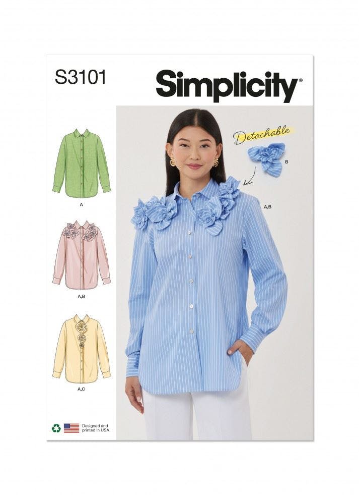 Simplicity Women's Sewing Pattern 3101, Shirts For K5 (8-10-12-14-16) - Intermediate - K5 (8-10-12-14-16)