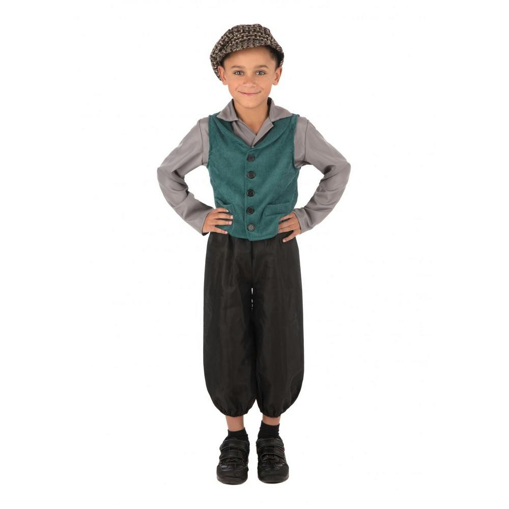 Bristol Novelty Boys Green/Grey/Black Victorian Costume - M