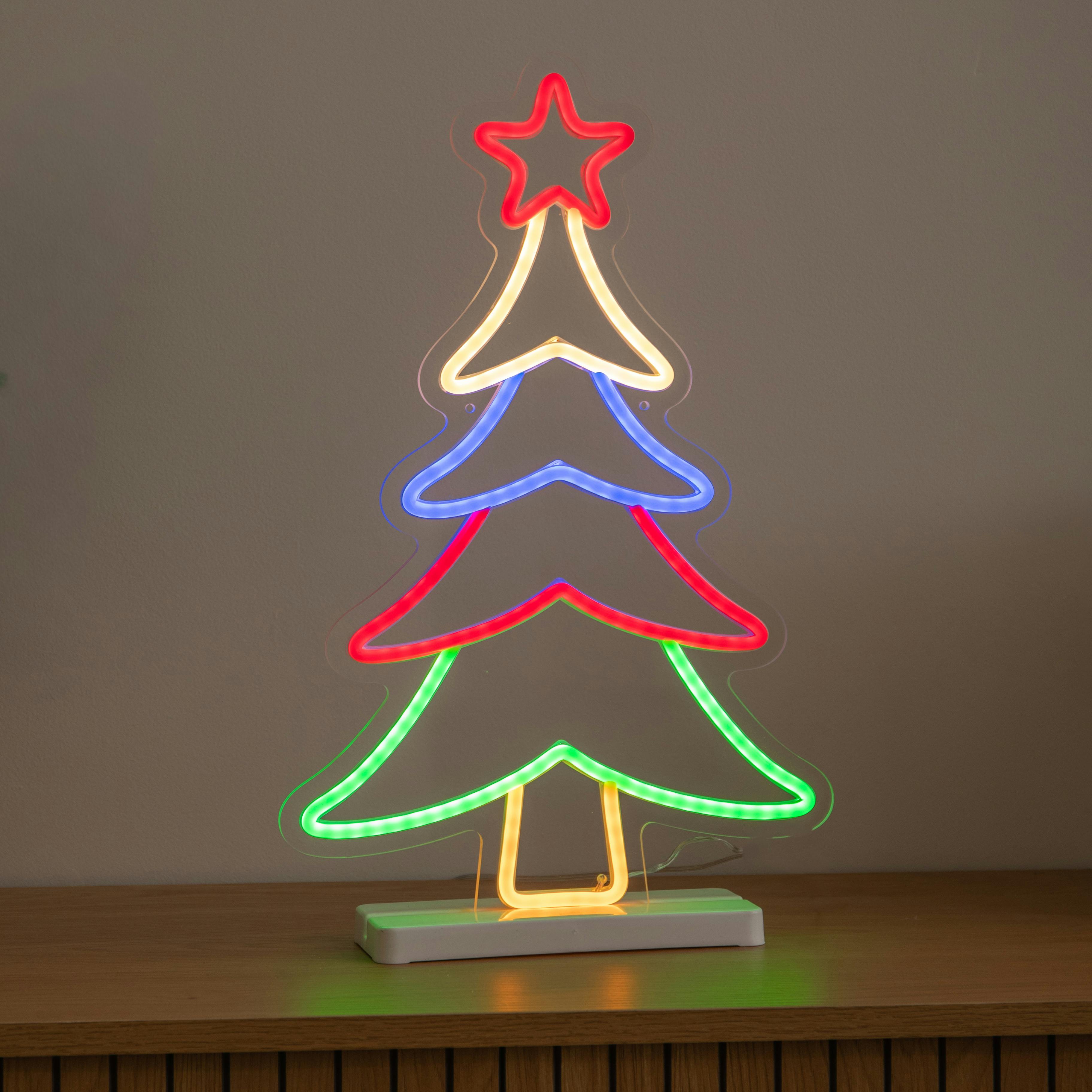 Rackhams Light 43Cm Neon Flex Christmas Tree With 215 Multi-Coloured Leds