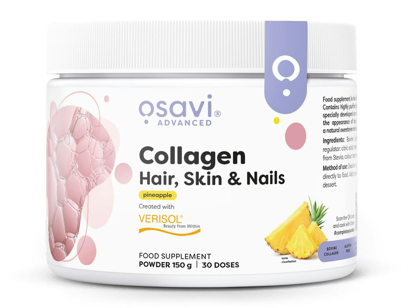 Collagen Peptides (Hair Skin & Nails), Pineapple - 150 grams - Image 5