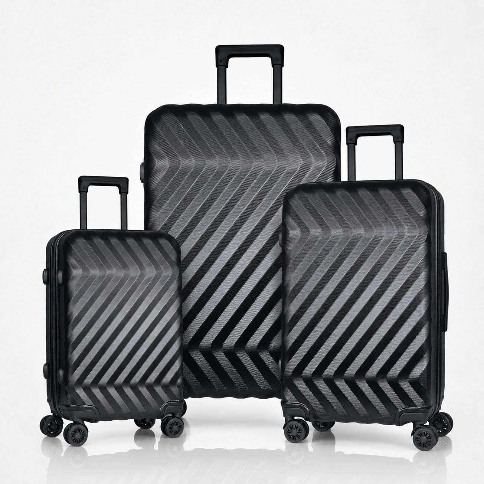 Gr8 Home 3 Piece Black Hard Shell Luggage Set Tsa Lock - Image 3