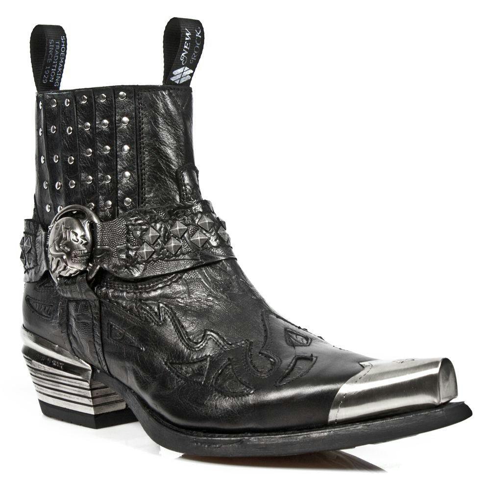New Rock Black Metal Gothic Boots-7950P-S1 - Uk 11 | Eu 45 | Us 12