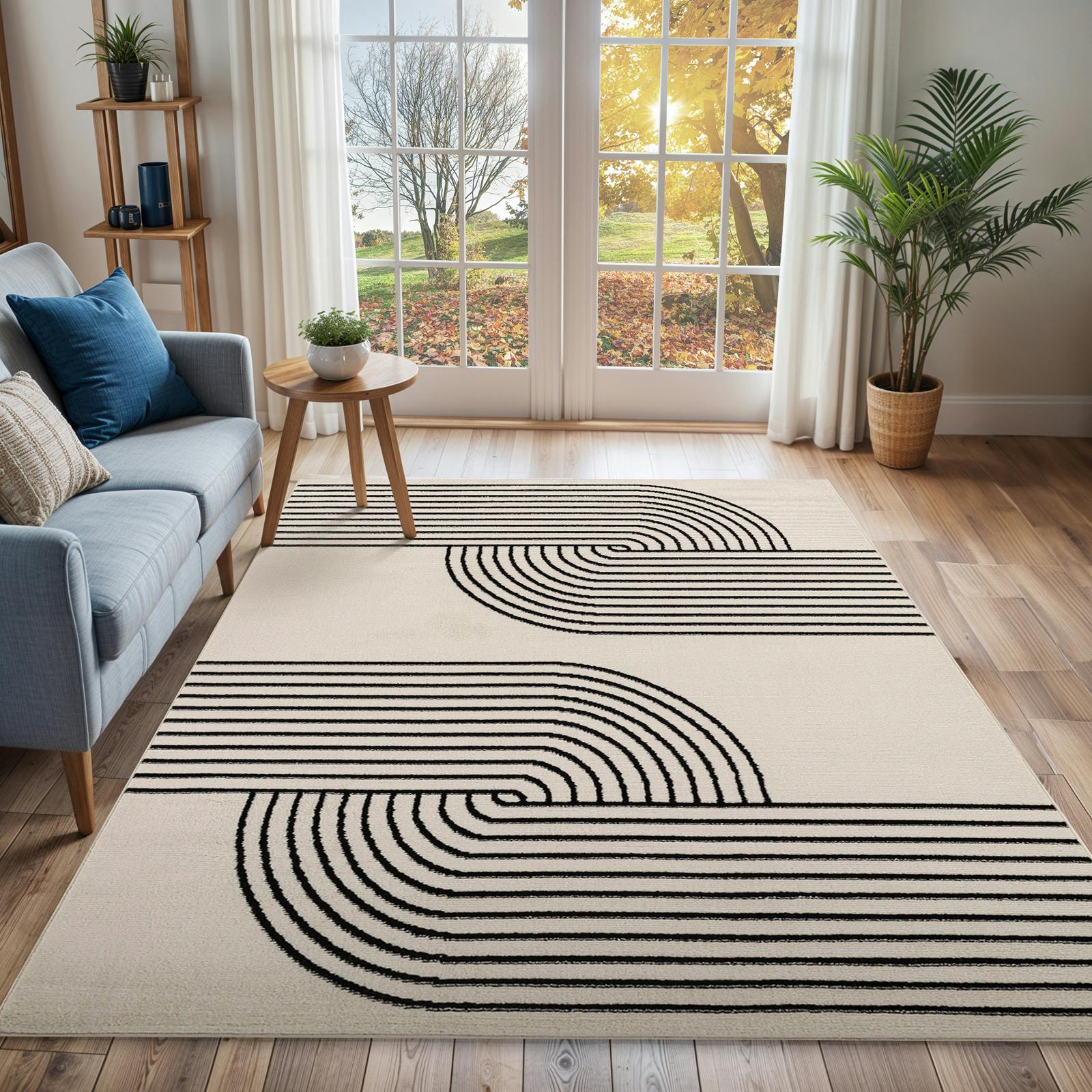 Livabliss White/Black Pisa-Modern Off- Graphic Rug - 140 X 200 Cm
