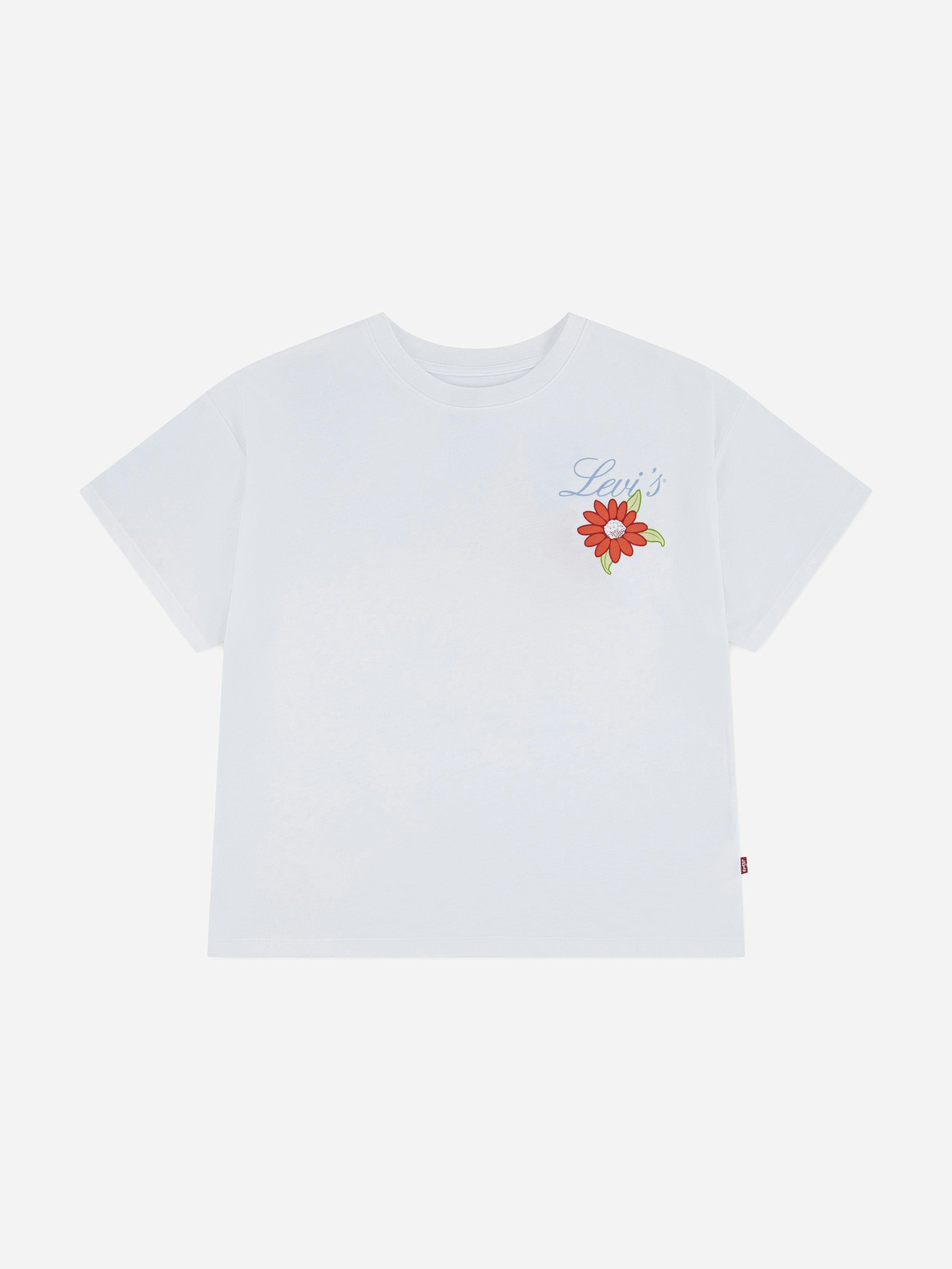 Levi's Kids Wear Girls White Levi's Levis Floral Oversized T-Shirt In - 16 Yrs
