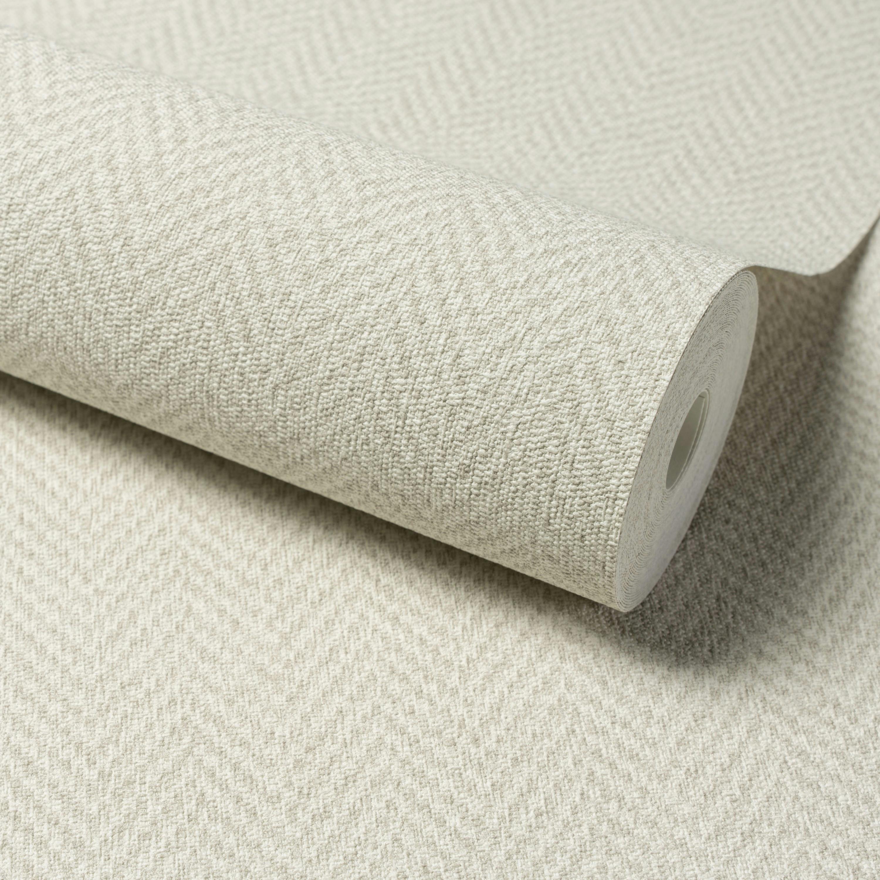 Grandeco Antiga Herringbone Chevron Weave Textured Wallpaper, Neutral