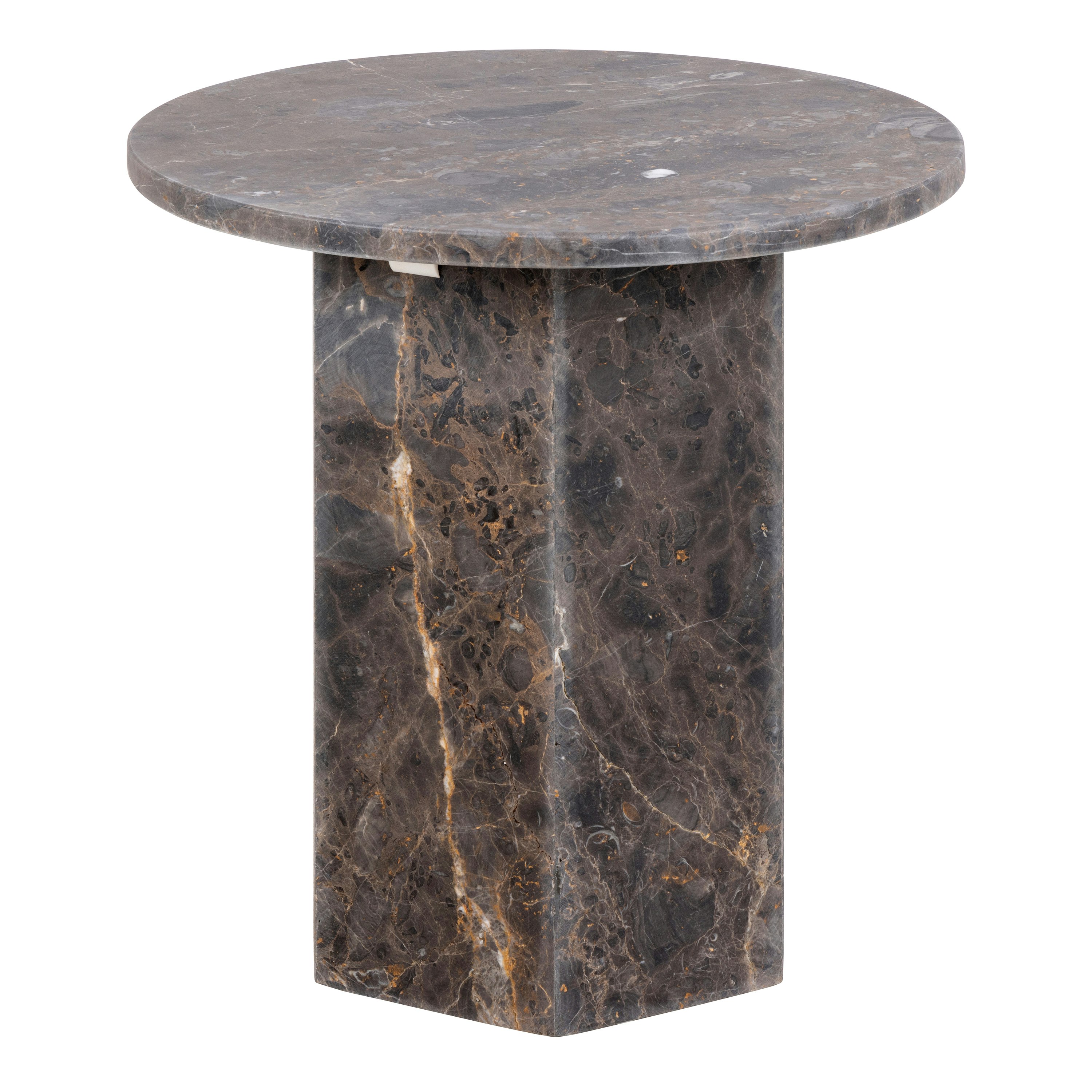 Rackhams Brown Naxos Round Side Table In Marron Marble - 1