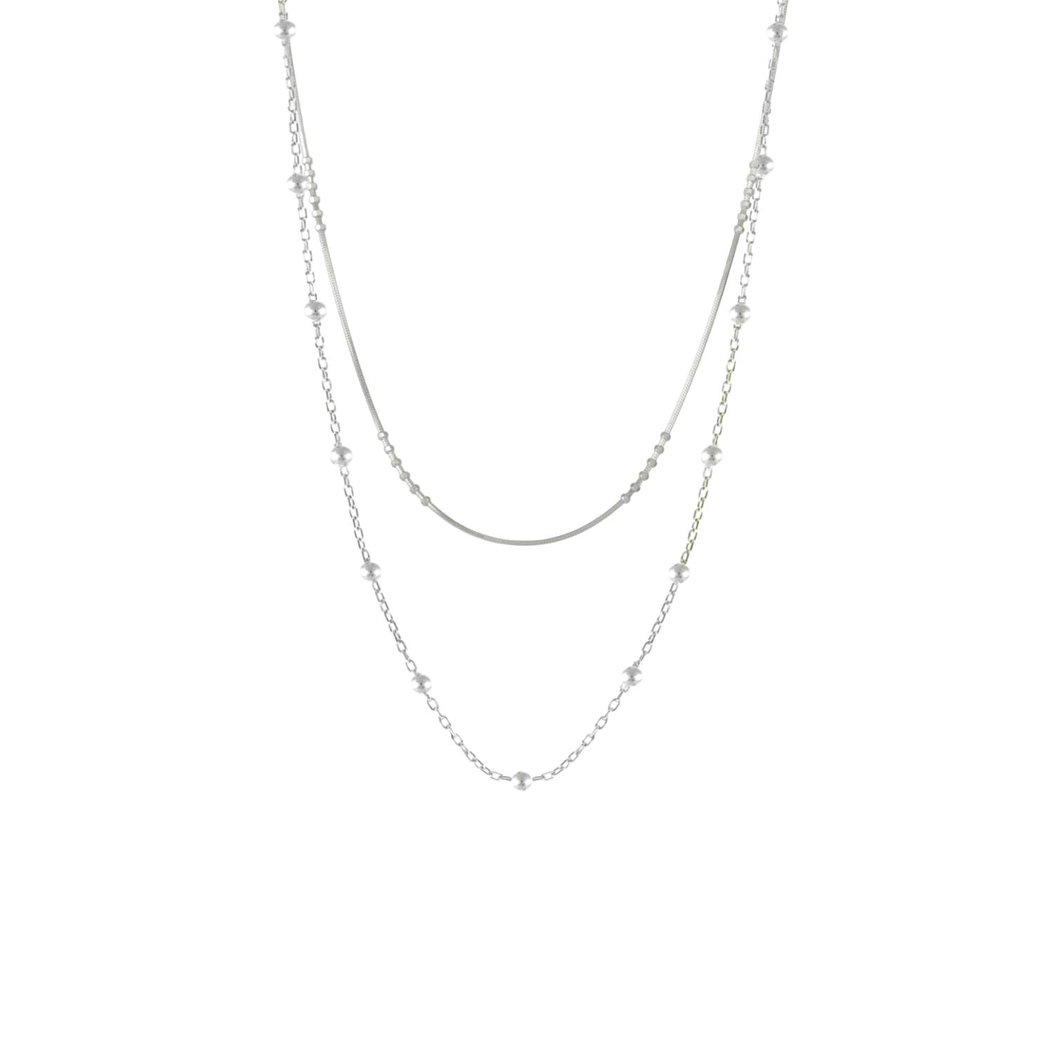 Spero London Silver Beaded Chains Sterling Layering Necklace Set