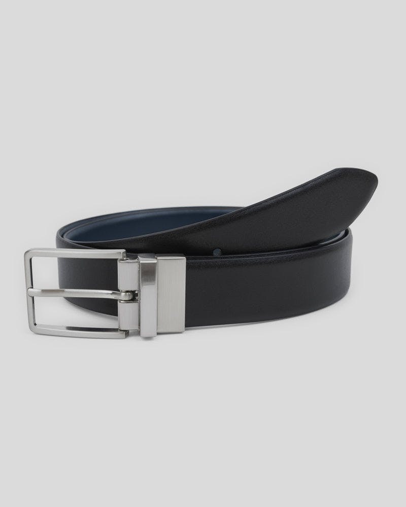 Steel & Jelly Black Nepcote - Reversible Leather Belt - /Navy - 38