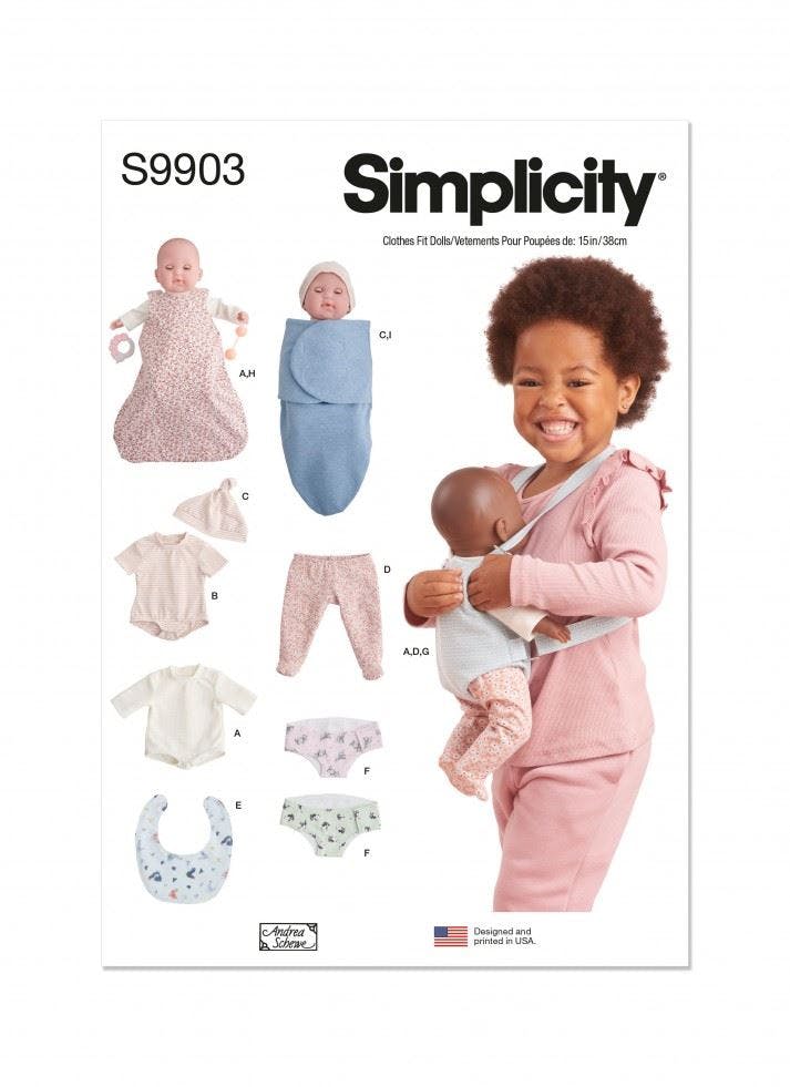 Simplicity Sewing Pattern 9903, Doll Clothes Os (One Size) - Intermediate - Os (One Size)
