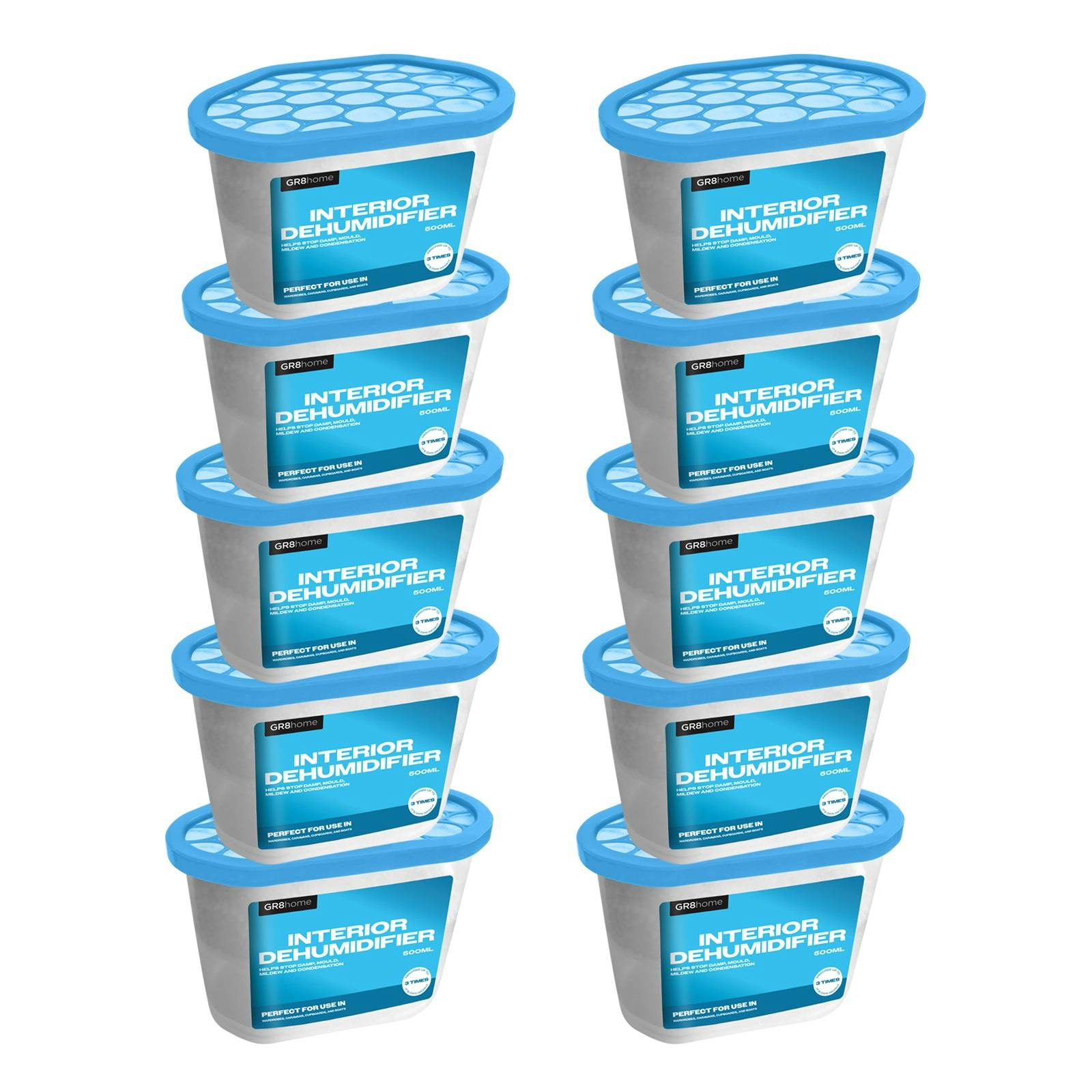 Gr8 Home 10 X 500Ml Dehumidifier Interior Damp Trap Mould Moisture Mildew Remover Home