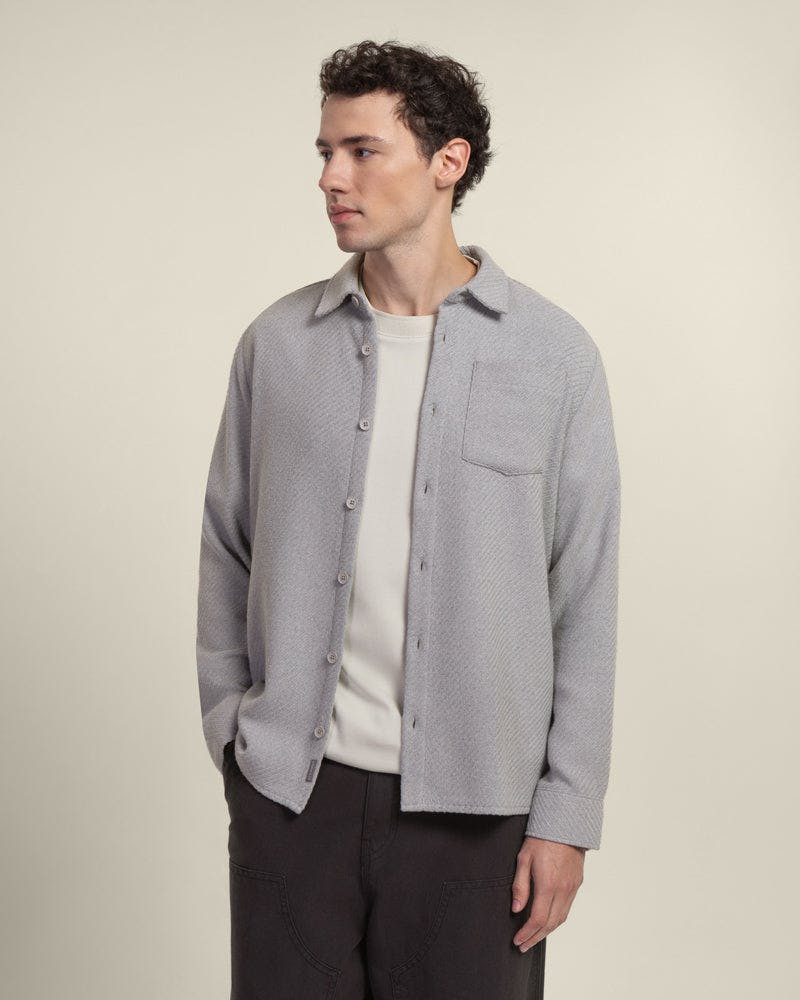 Larsson & Co Grey Twill Textured Overshirt - M