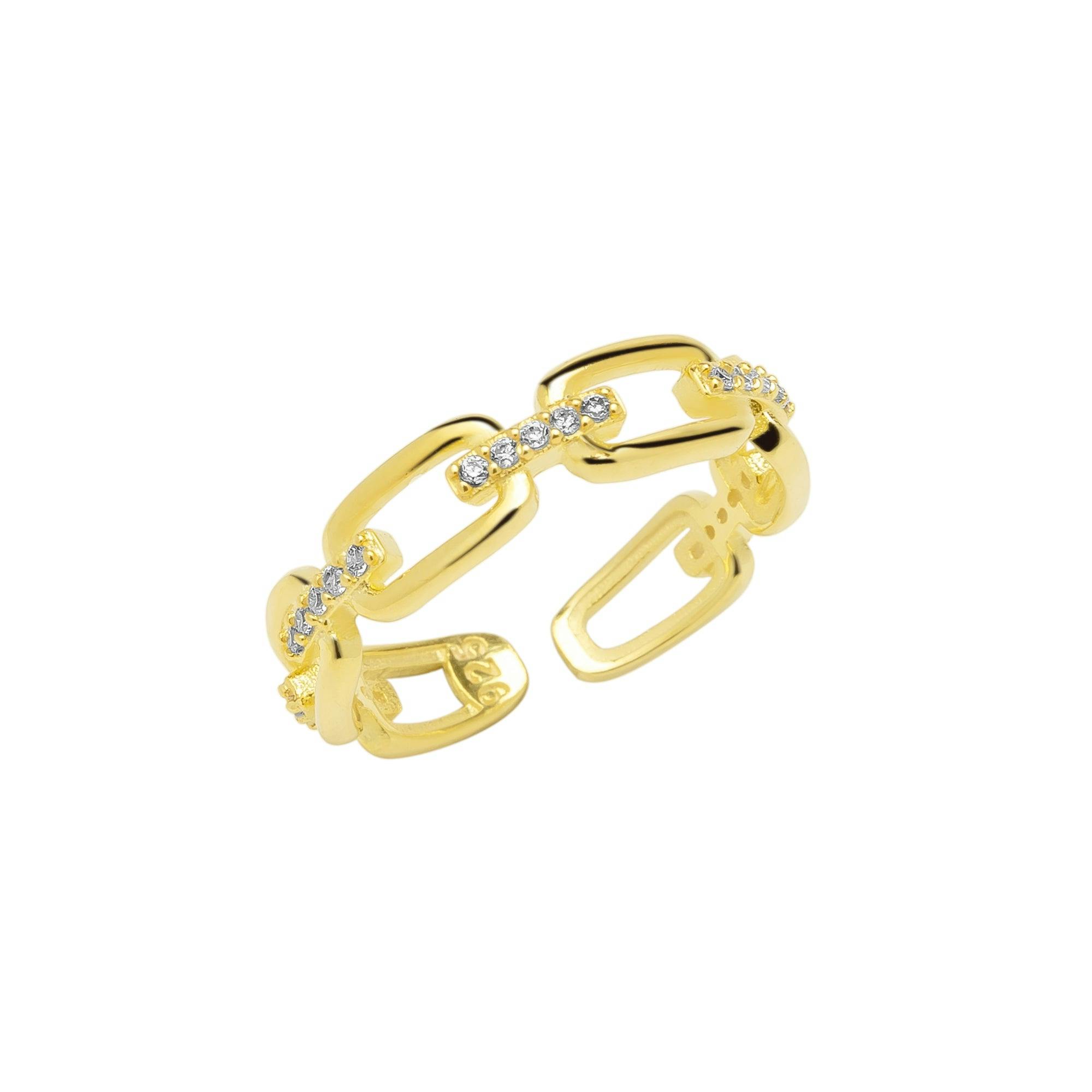 Spero London Silver/Gold Sterling Pave Chain Ring