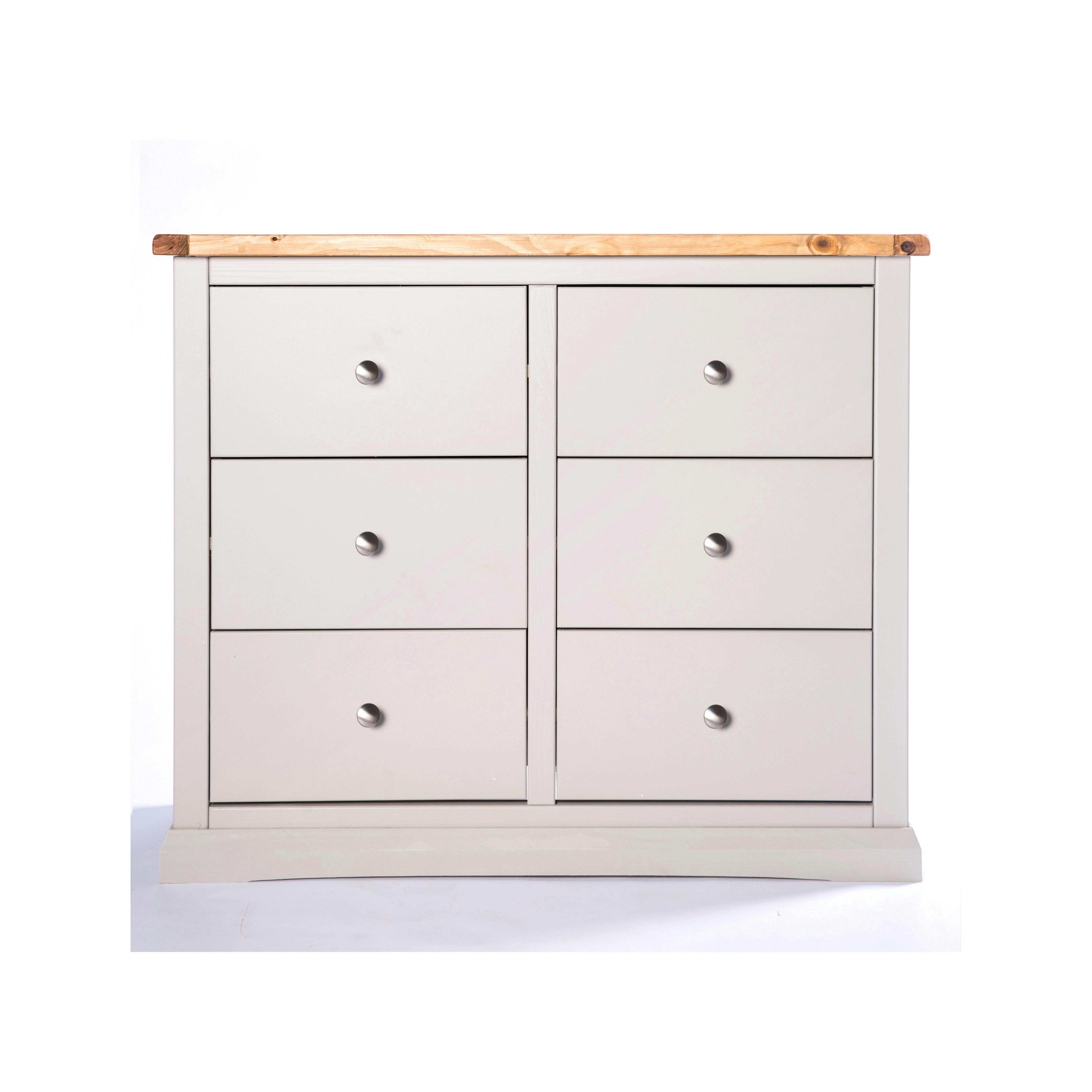 Cabinet Bits Light/Grey Loreo 6 Drawer Chest Of Drawers Chrome Knob