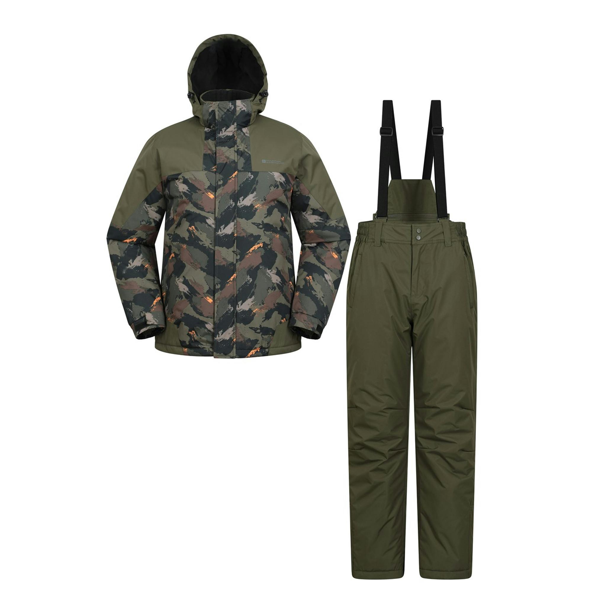 Mountain Warehouse Men's Brown Camo Ski Jacket & Trousers - Khaki - Xxl - Khaki - 100% Polyester