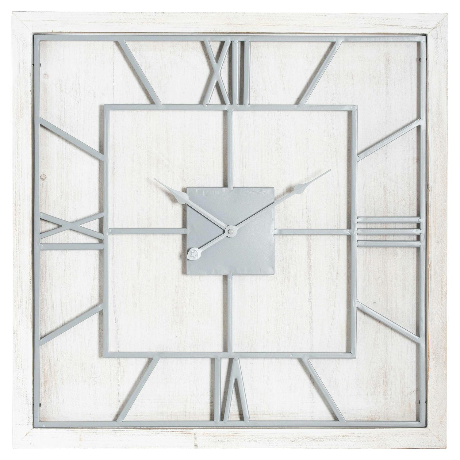 Hill Interiors White/Silver Williston Square Wall Clock - 90Cm X 5Cm X 90Cm - 100% Mixed