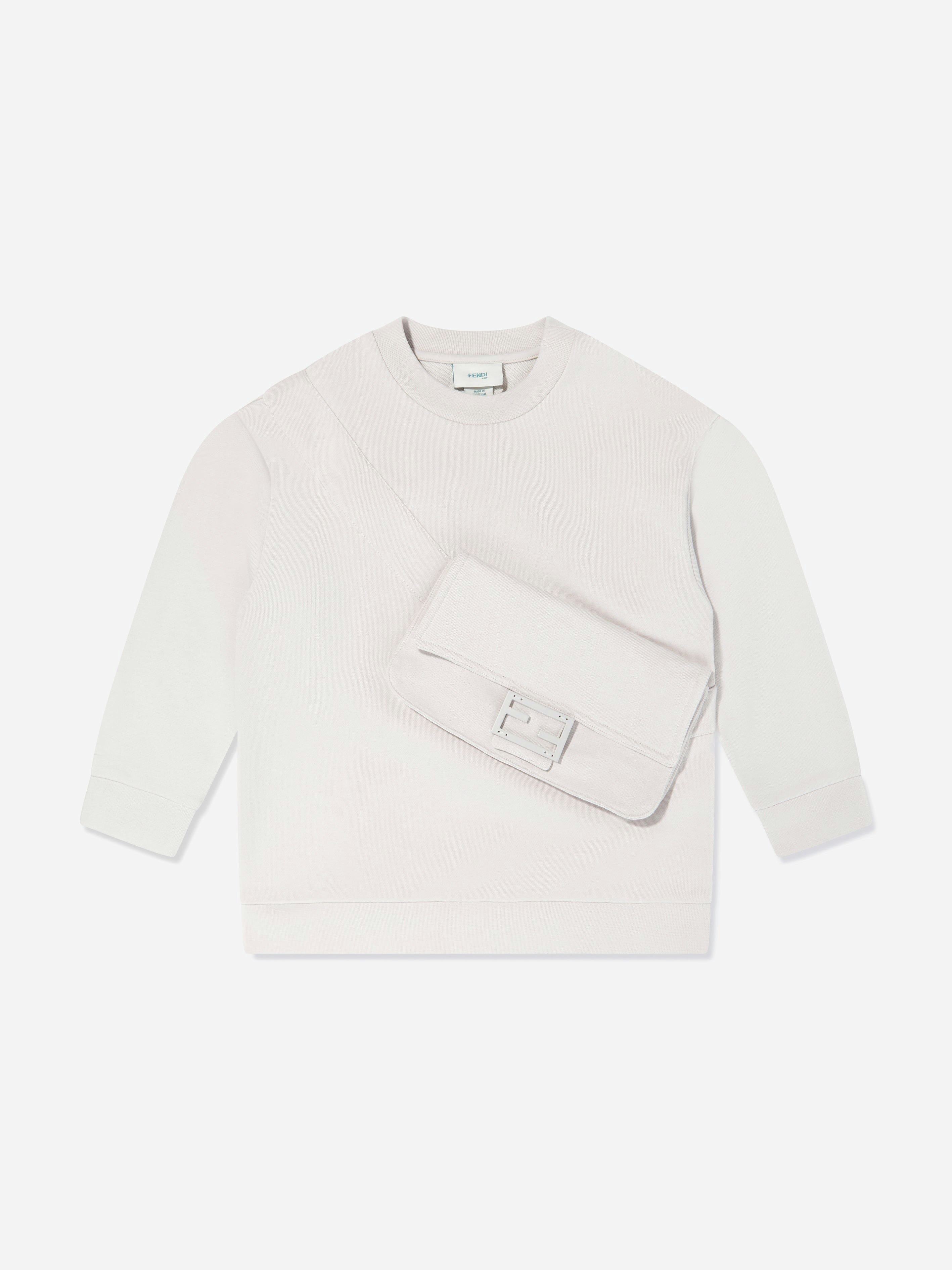 Fendi Kids Boys Ivory Baguette Pocket Sweatshirt - 8 Yrs
