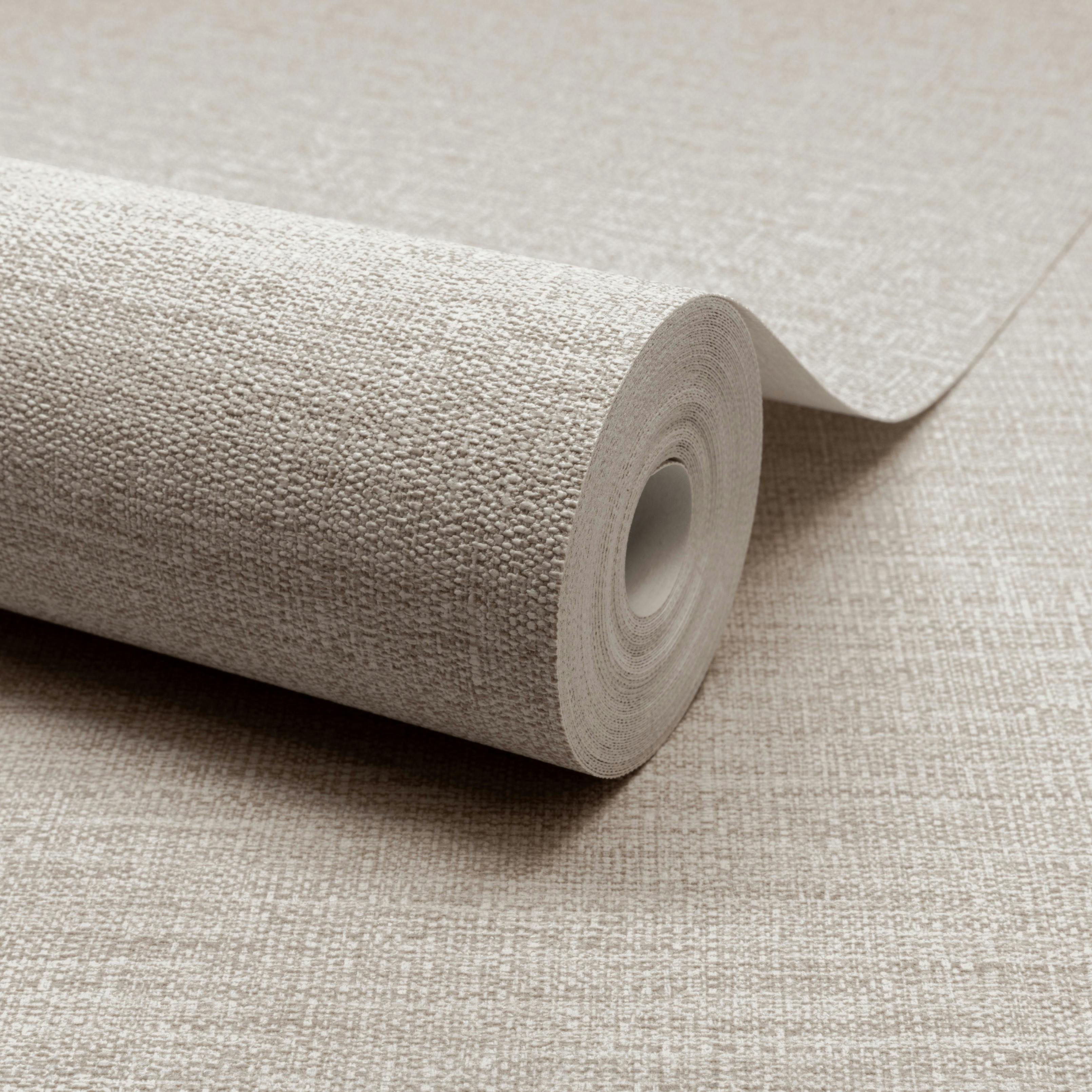 Grandeco Telma Slubbed Fabric Hessian Textured Luxury Wallpaper Taupe