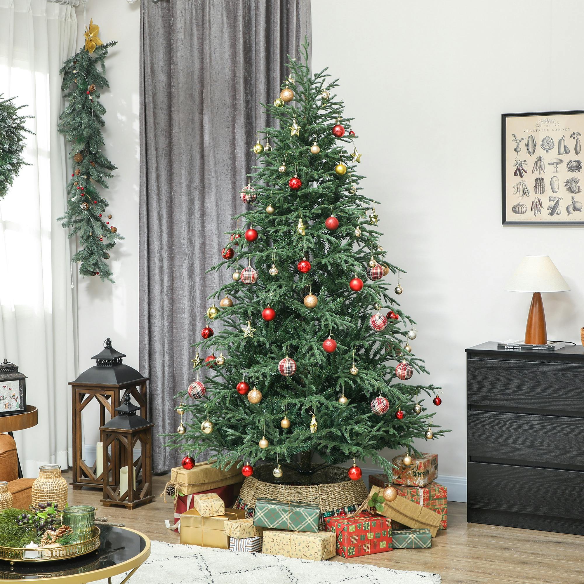 Homcom Green 7 Ft Christmas Tree, Full Spruce Xmas Tree, Easy Assembly - Christmas Tree - 1