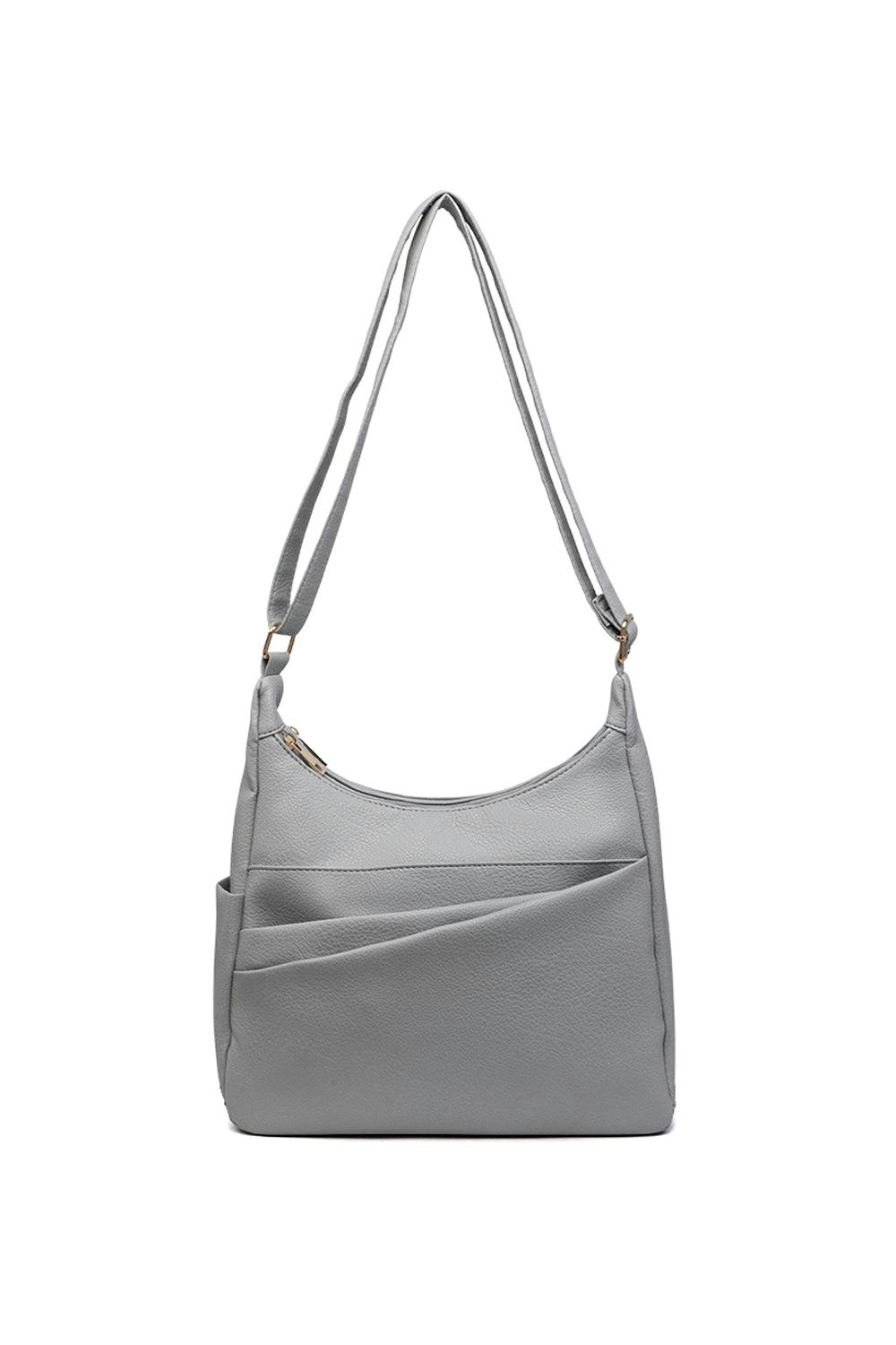 Pluspup Grey Shoulder Bag With Multiple Compartments And Zipper Closure