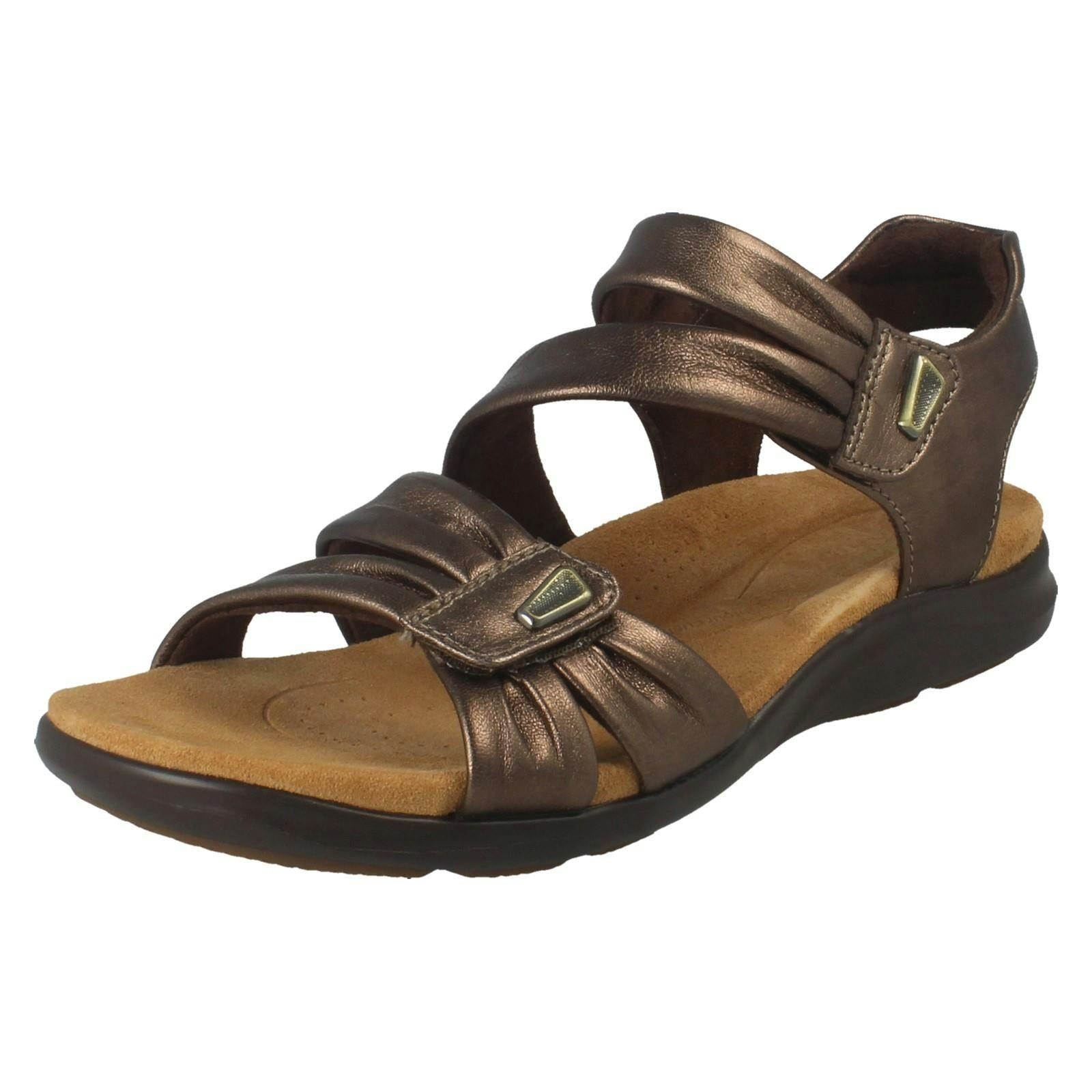 Clarks Women's Bronze Casual Hook And Loop Sandals Kitly Ave - Uk 4.5
