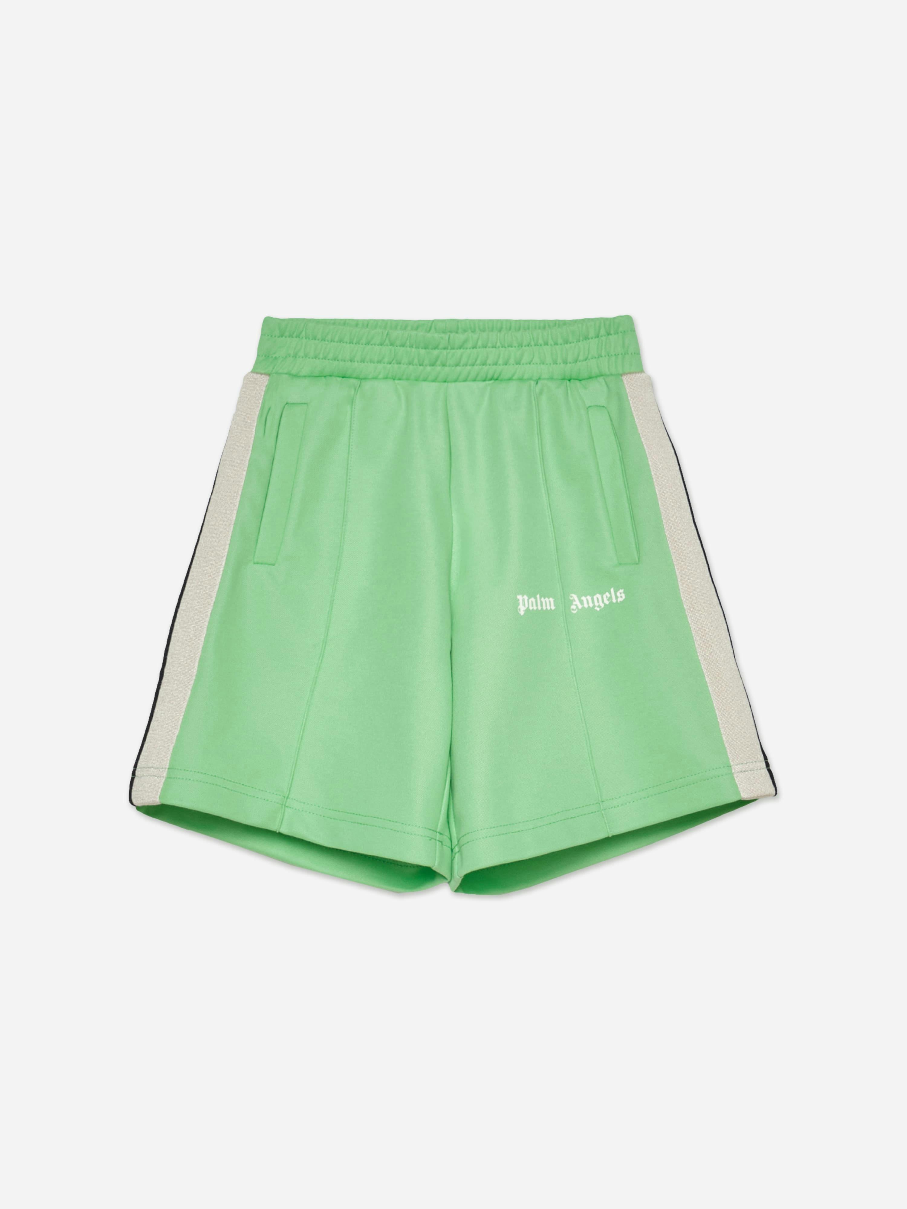 Palm Angels Boys Green Track Shorts In - 12 Yrs
