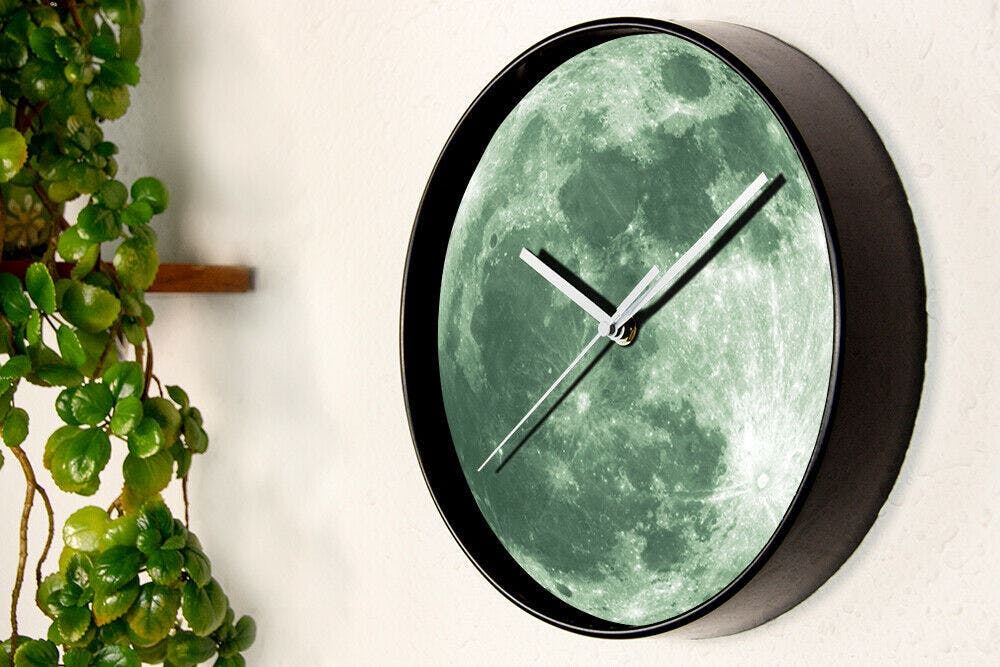 Walplus Dark Wc2091 - Glow In Moon Wall Clock - 25 Cm / 9.8 In