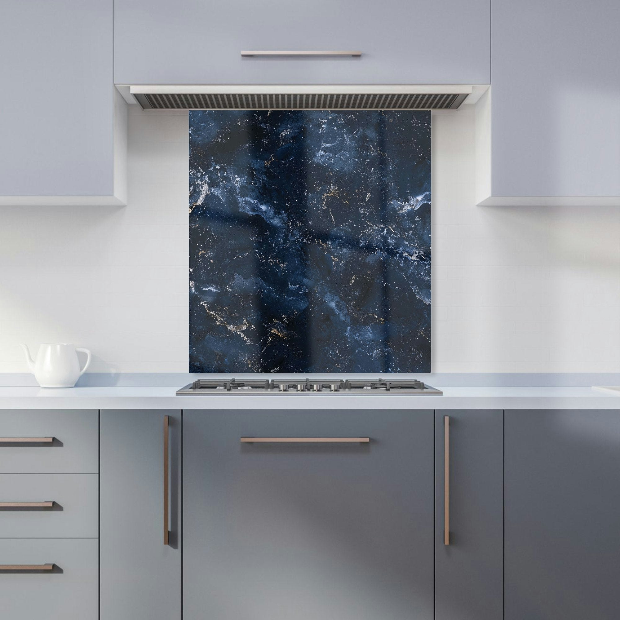 Rackhams Blue - Designer Navy Quartz Effect Kitchen Splashback - W600mm X H650mm