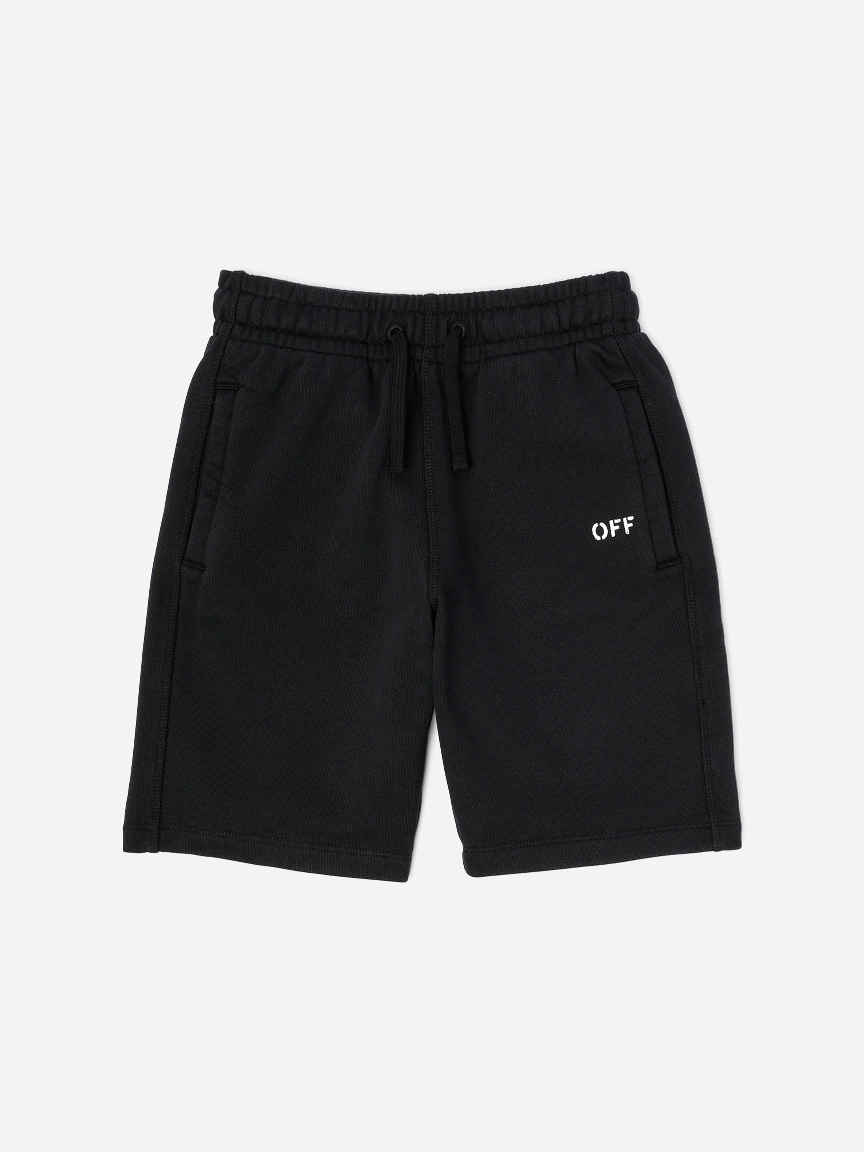 Off-White Boys White/Black Off- Diag Paint Sweatshorts In - 4 Yrs