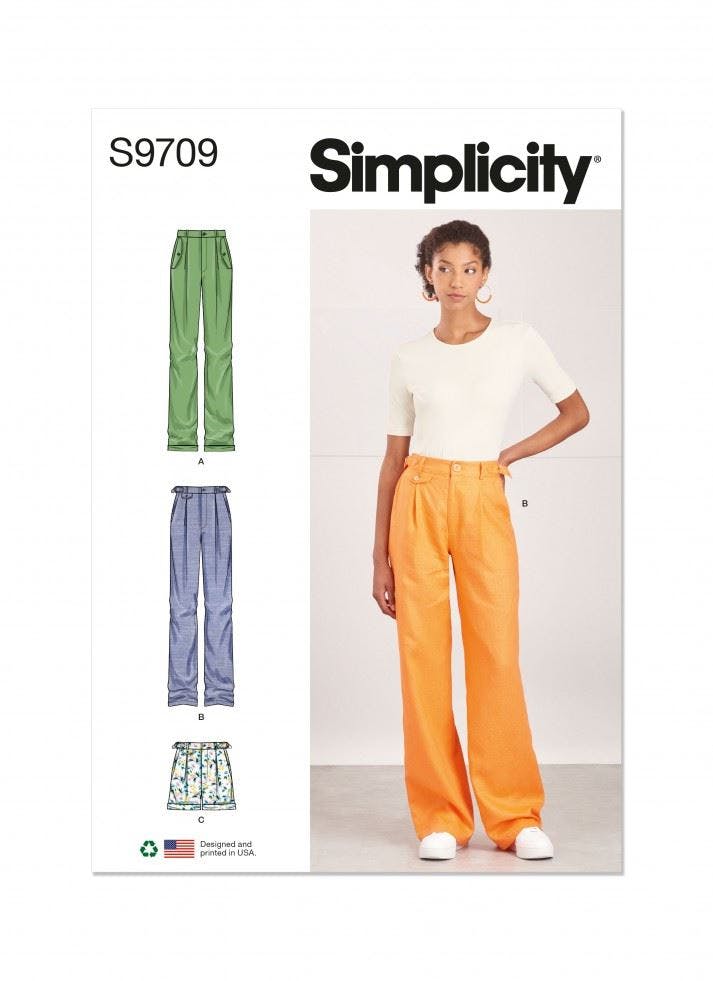 Simplicity Women's Sewing Pattern 9709, Trousers, Shorts For H5 (6-8-10-12-14) - Intermediate - H5 (6-8-10-12-14)